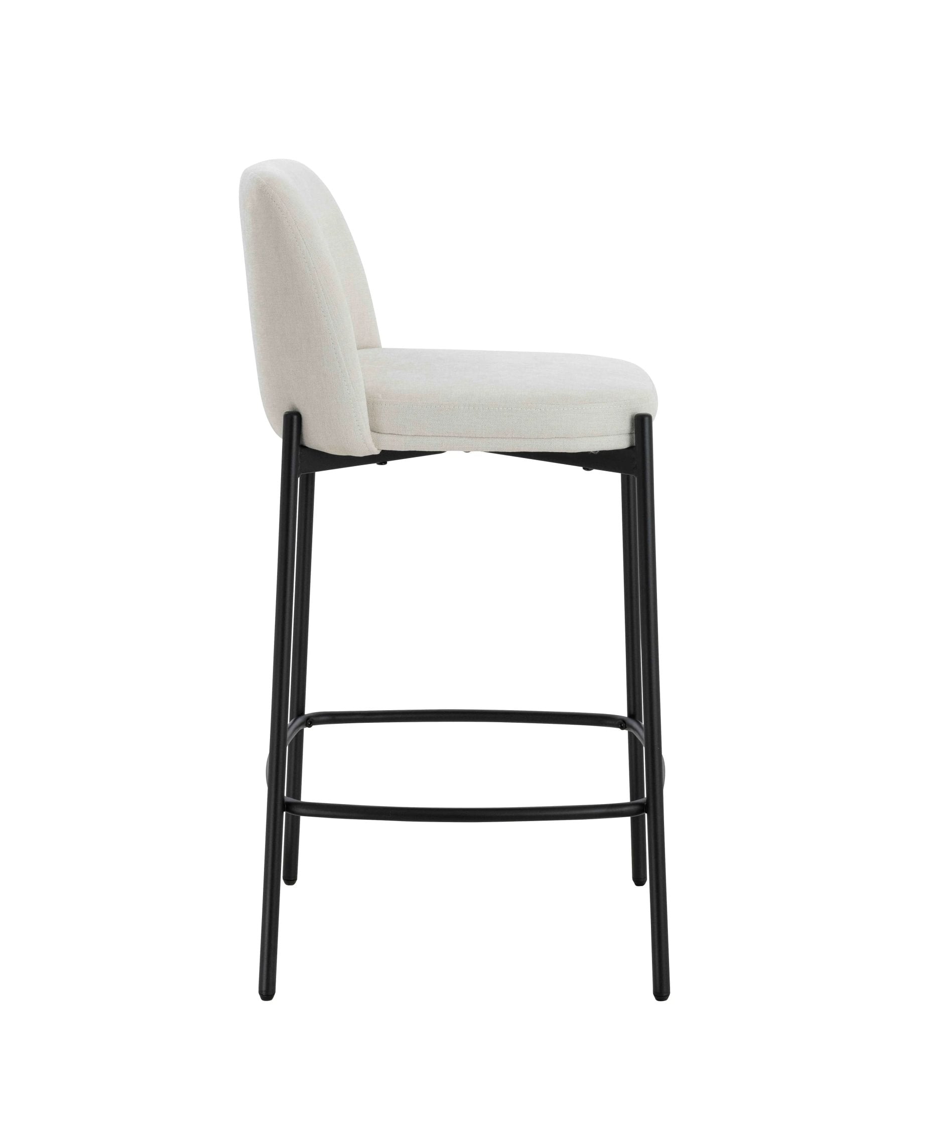Set of 2 Henley Beige Chenille Black Leg Bar Stools