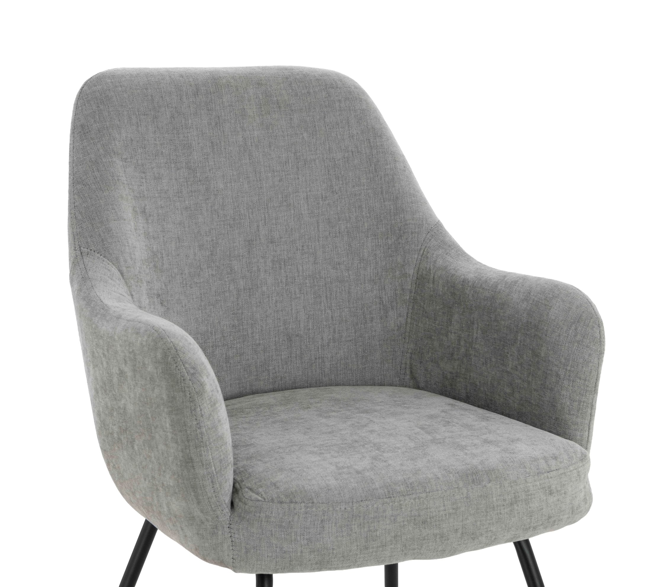 Set of 2 Henley Light Grey Chenille Dining Armchairs