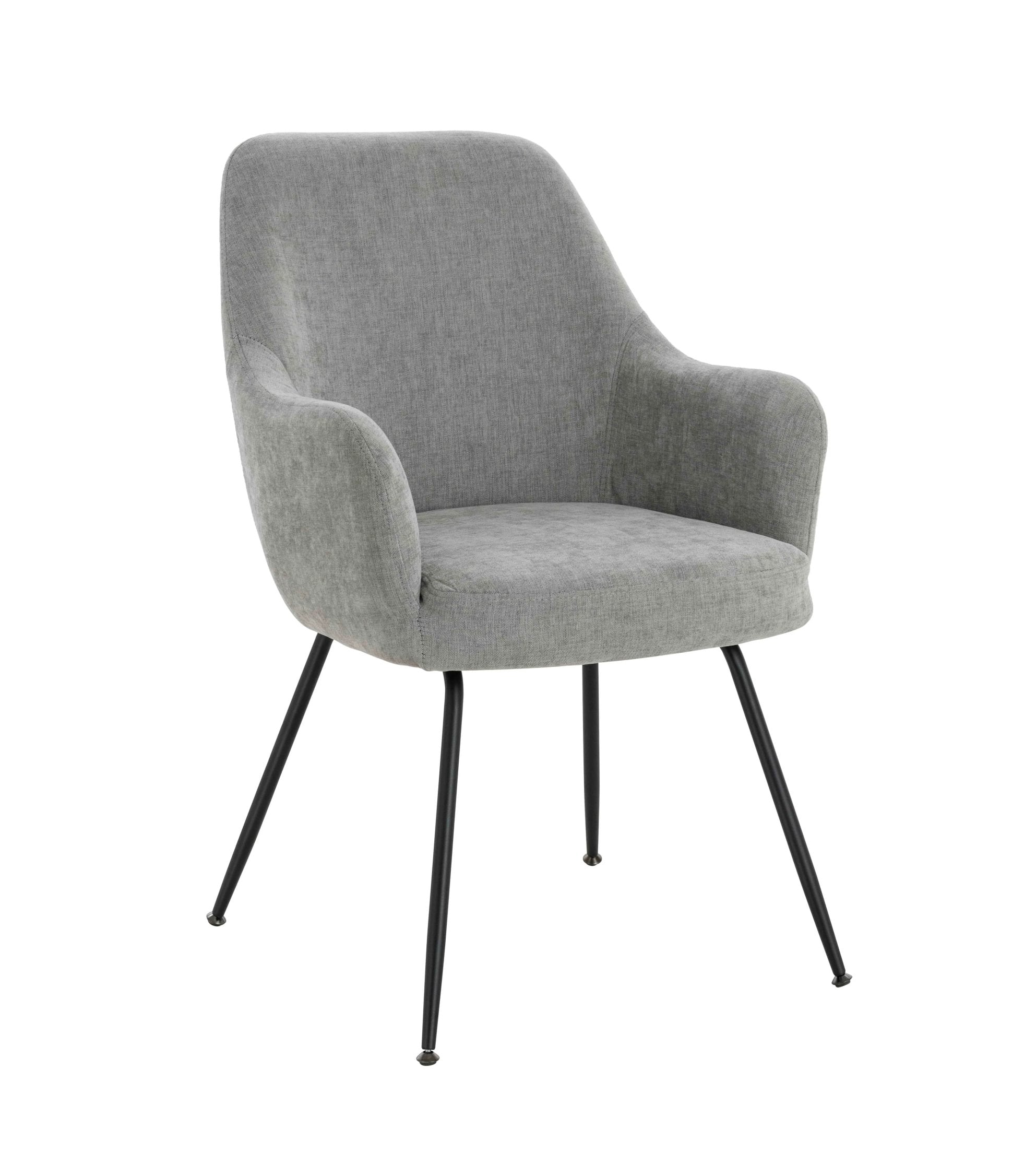 Set of 2 Henley Light Grey Chenille Dining Armchairs