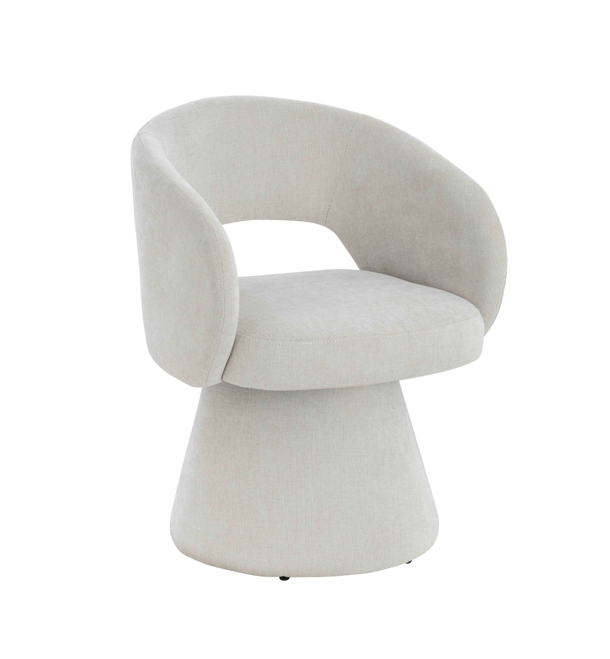 Henley Beige Chenille Curved Swivel Dining Chair