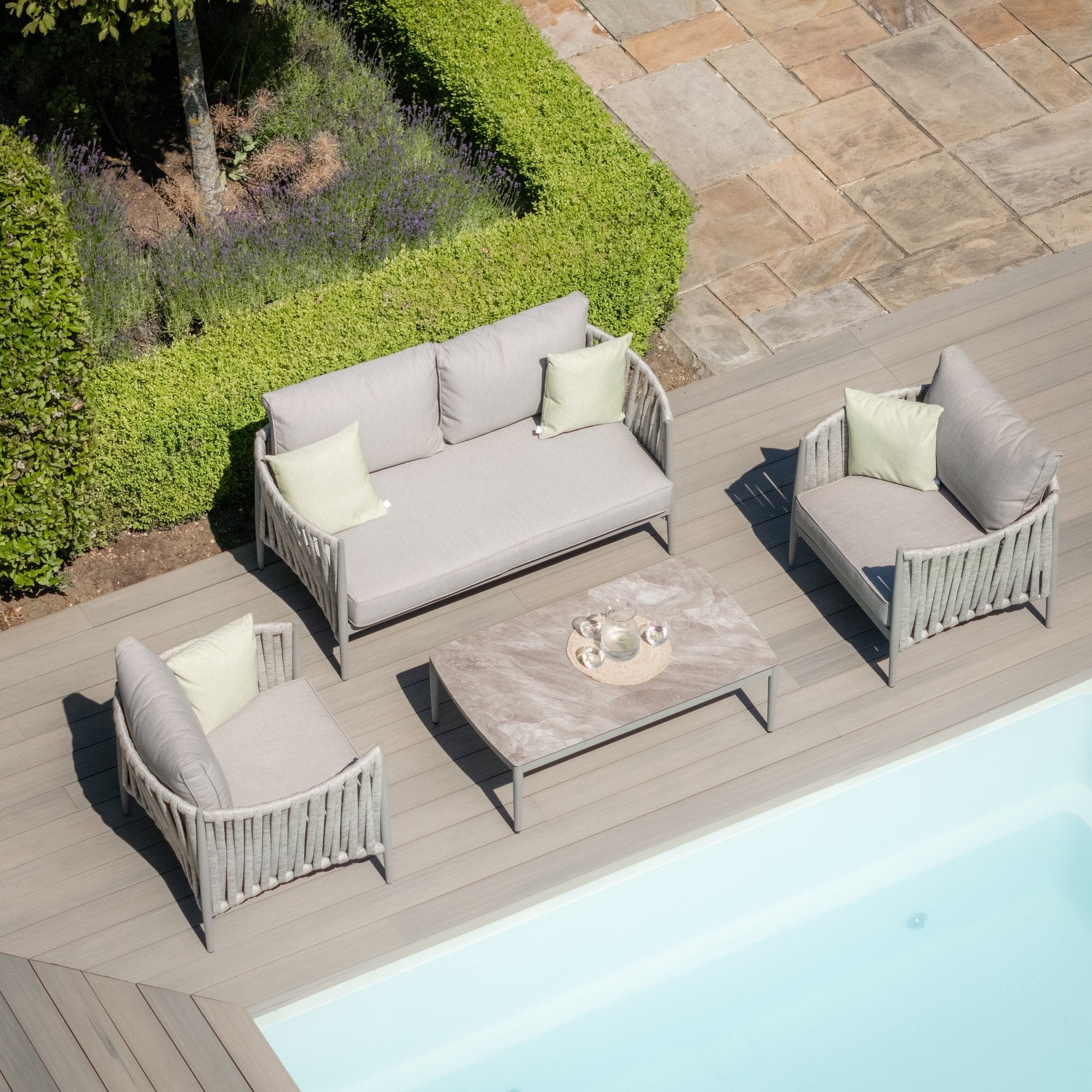 Milan Grey Cool Linen Sofa Set | 4 Seater