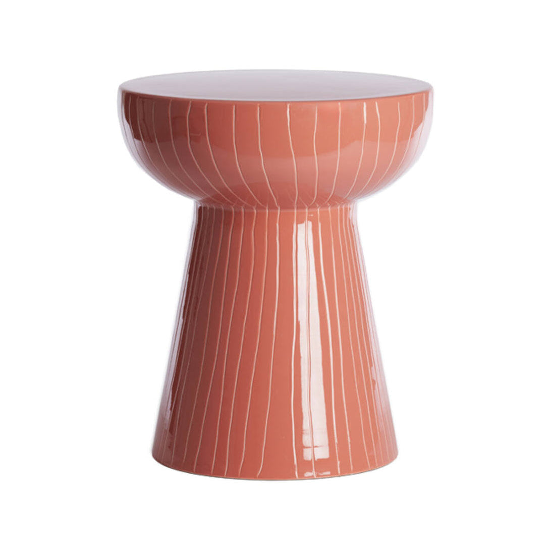 Nunoa Coral Ribbed Metal Round Side Table 41cm