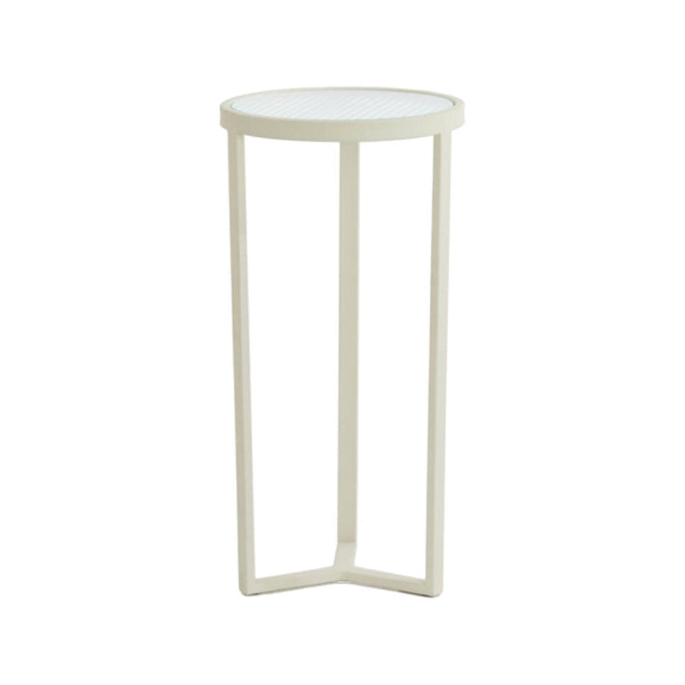 Retiro Clear Ribbed & Cream Glass Plinth Side Table 60.5cm