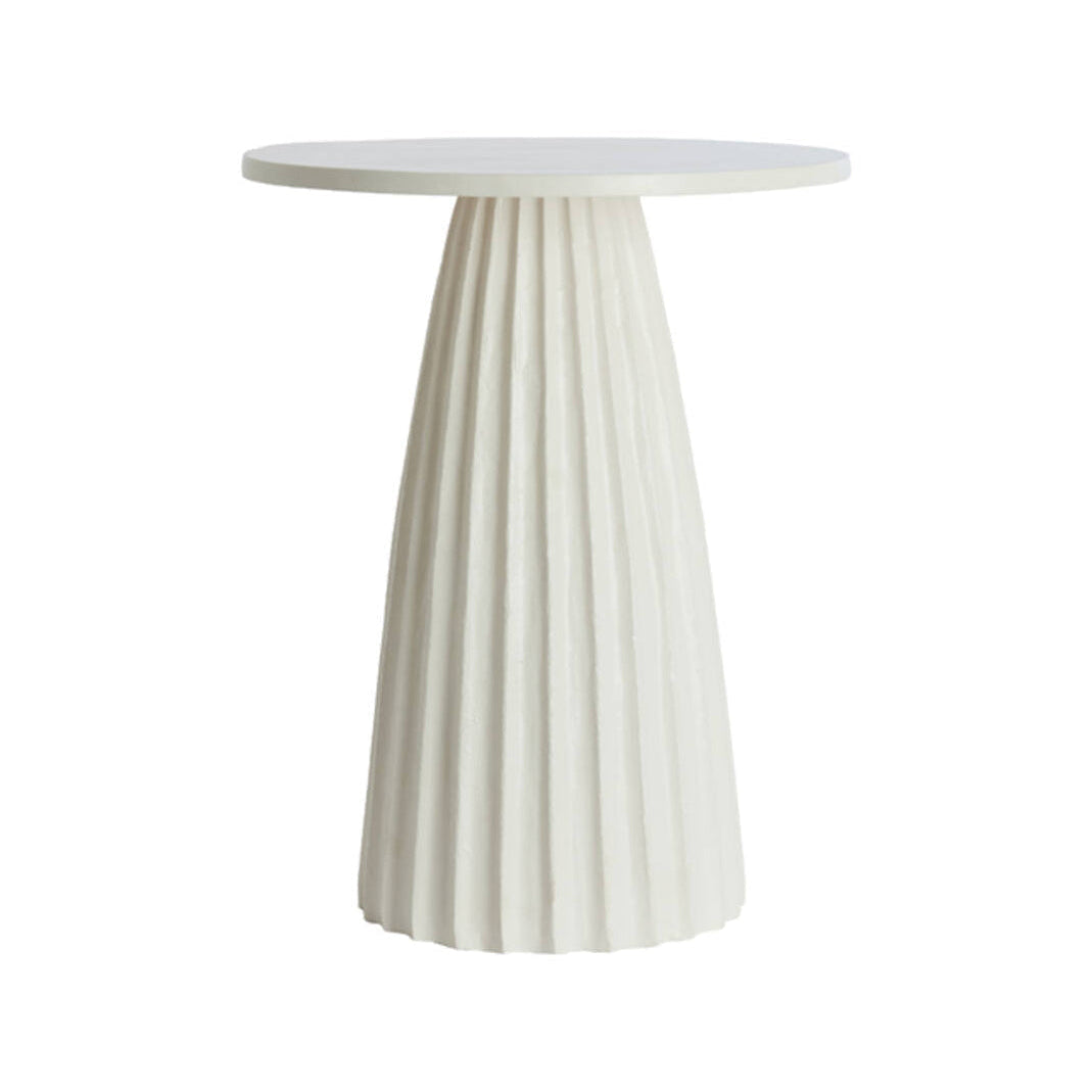 Veglia Cream Fluted Metal Round Side Table 51cm