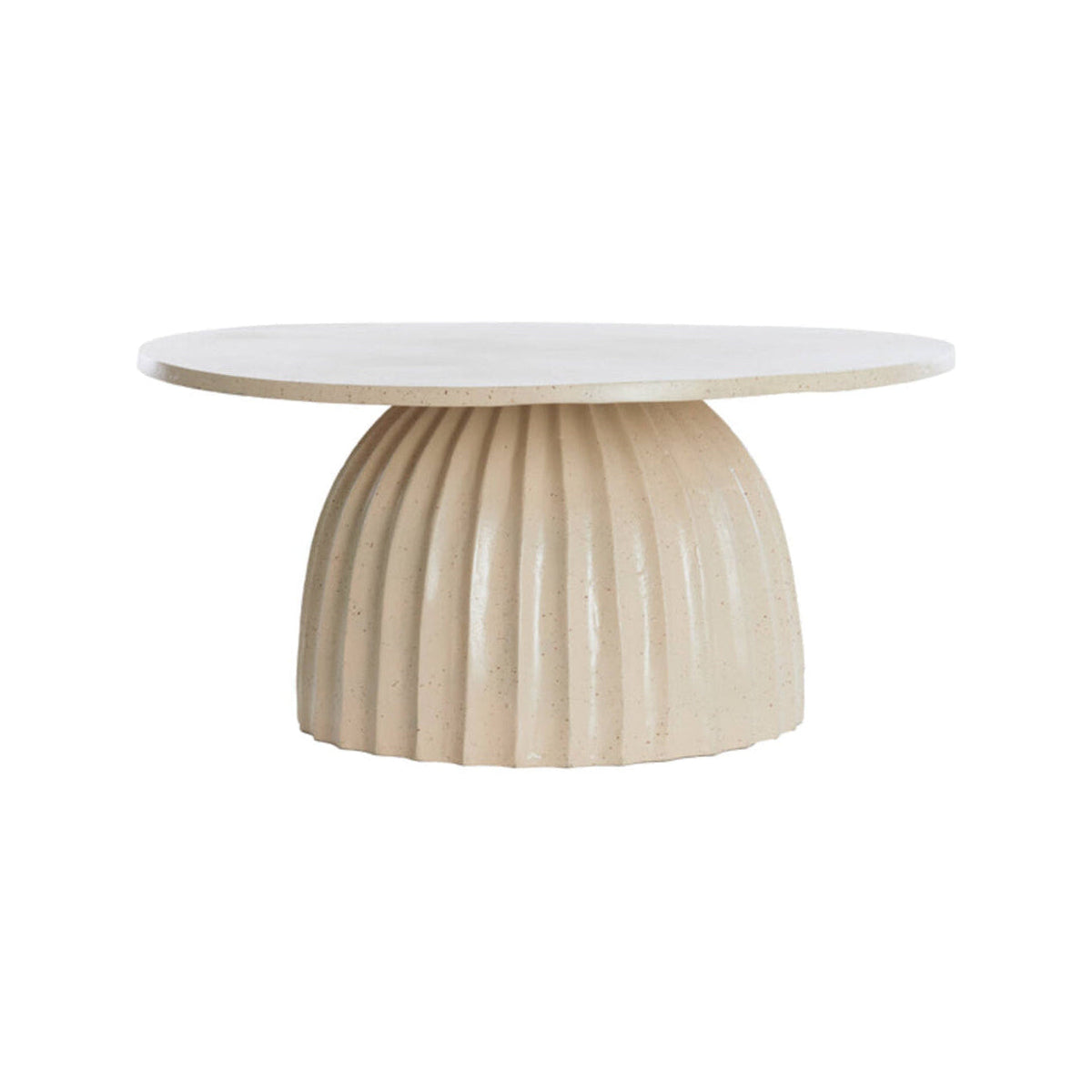 Veglia Matt Sand & Light Brown Spotted Fluted Metal Round Coffee Table