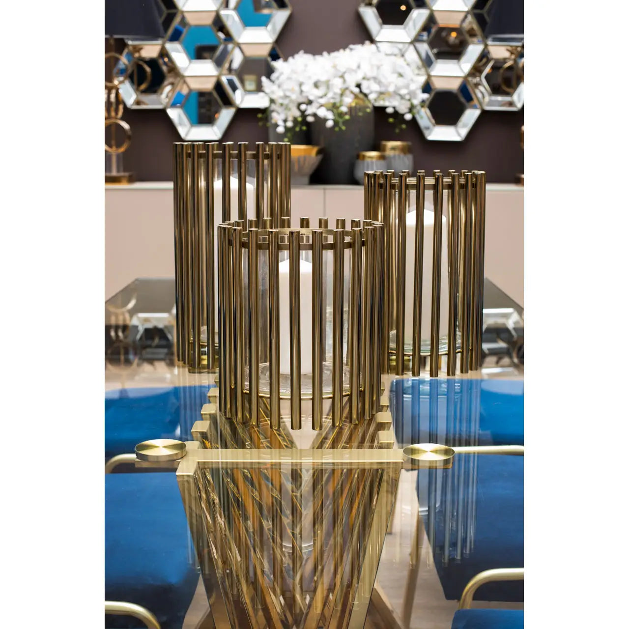 Collett Gold Rod Candle Holder | Medium