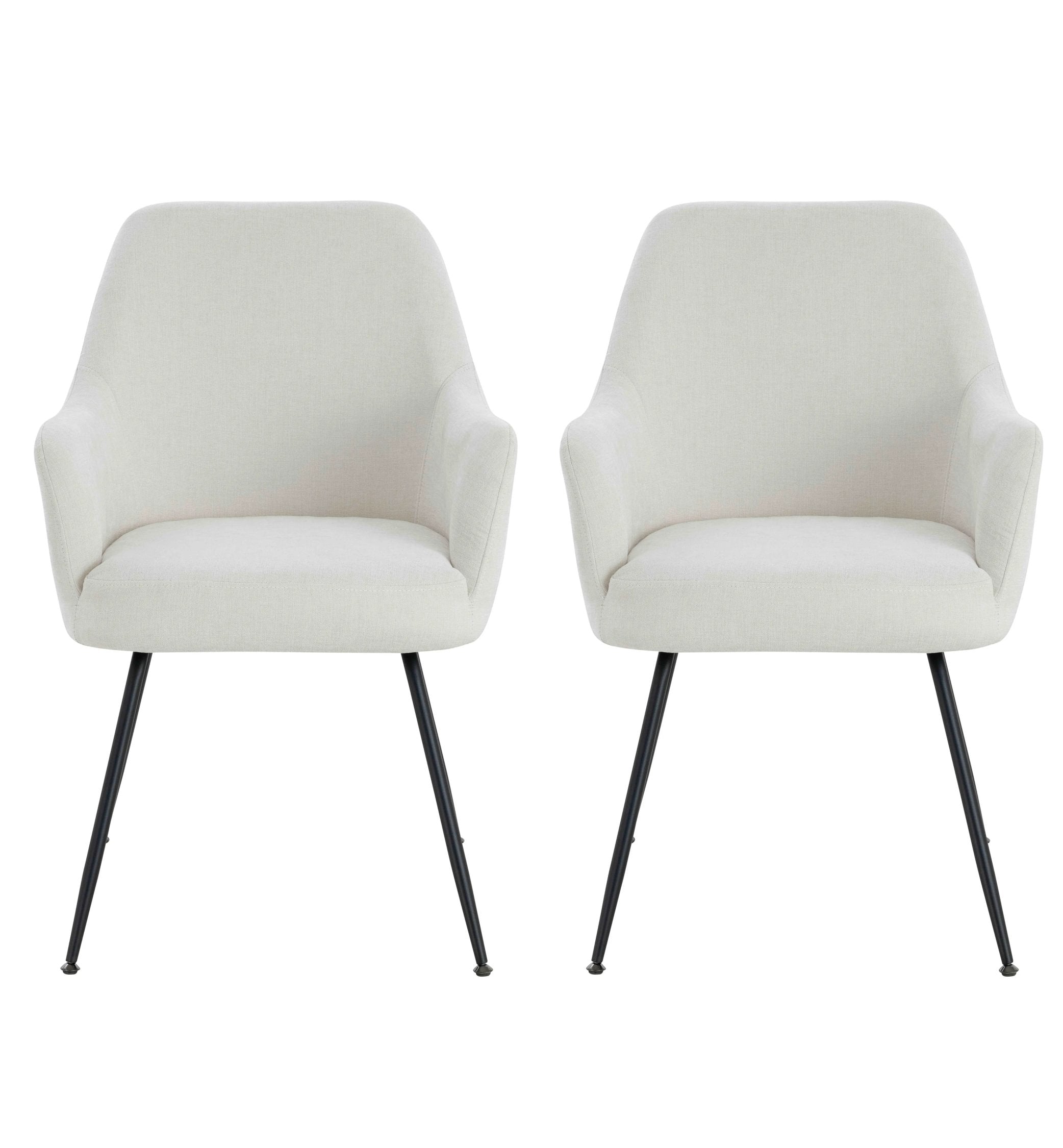Set of 2 Henley Light Beige Chenille Dining Armchairs