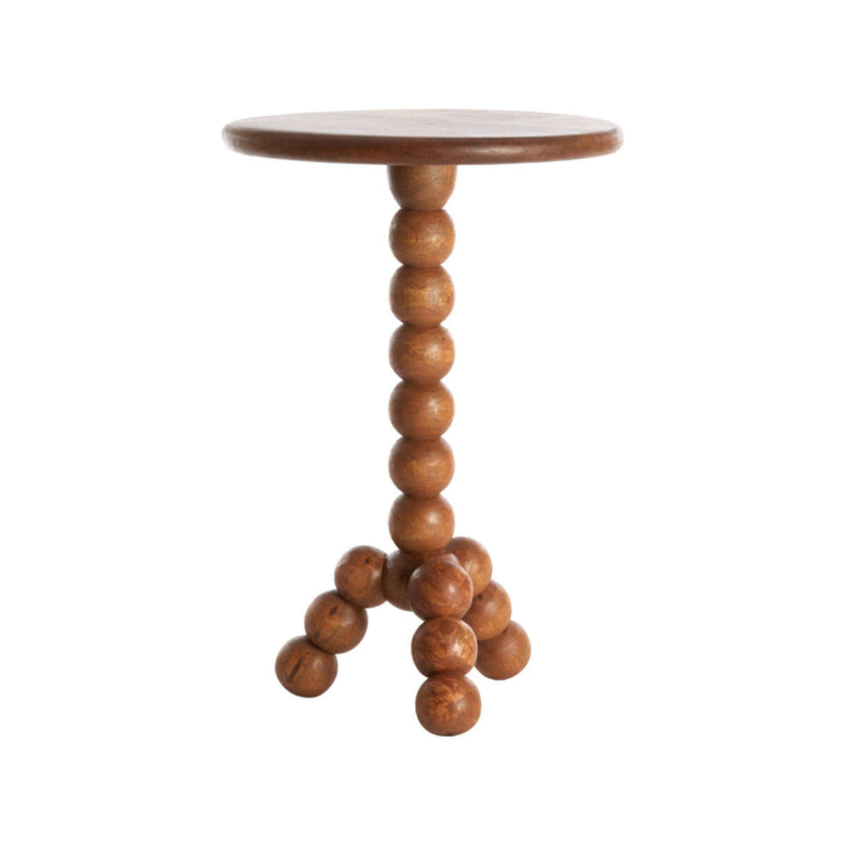 Veglio Oiled Brown Wood Round Side Table
