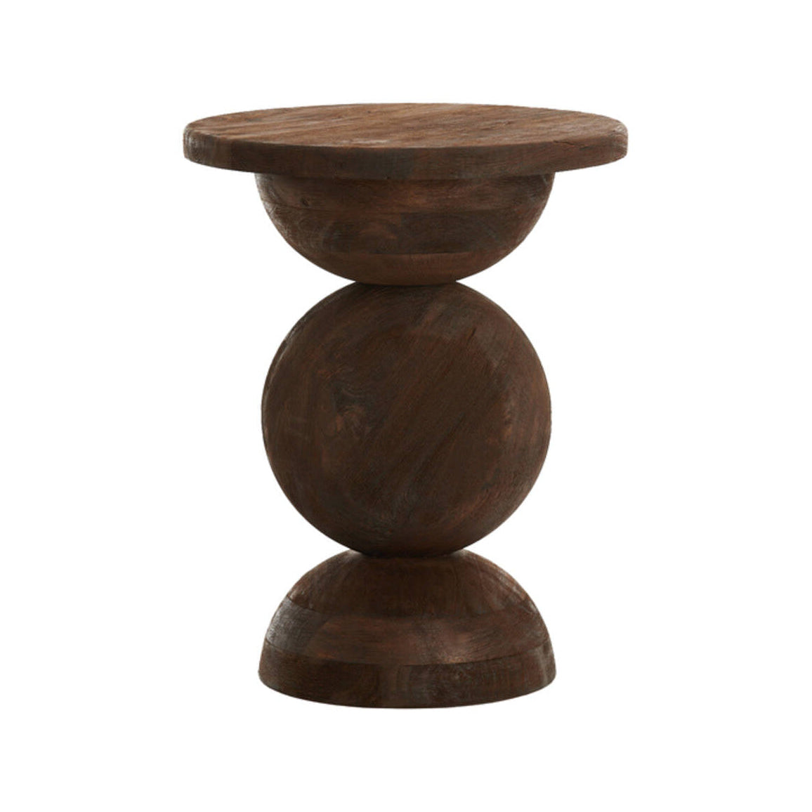 Mirto Matt Dark Brown Wood Round Side Table