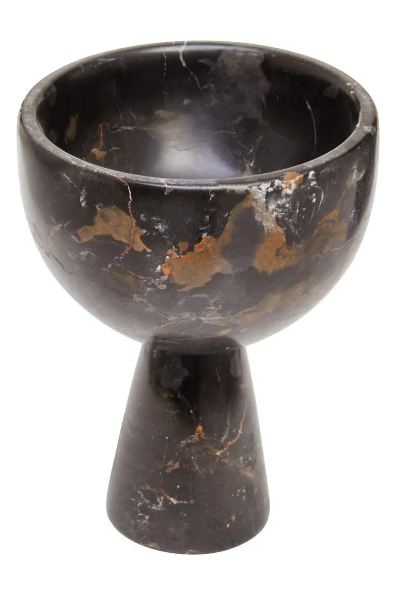Toluca Black Marble Pedestal Bowl | Small