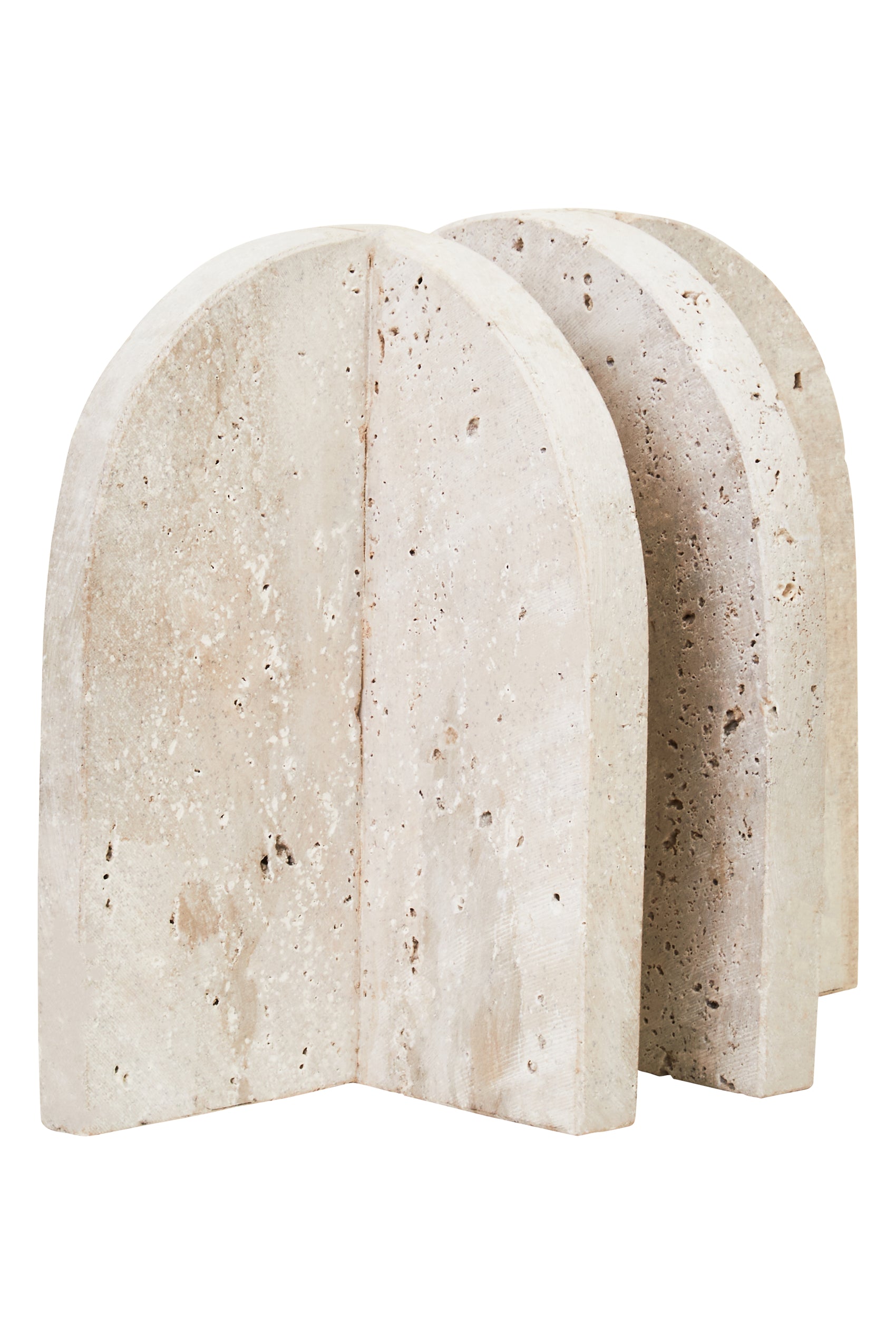 Set of 2 Amo Natural Travertine Stone Arched Bookends
