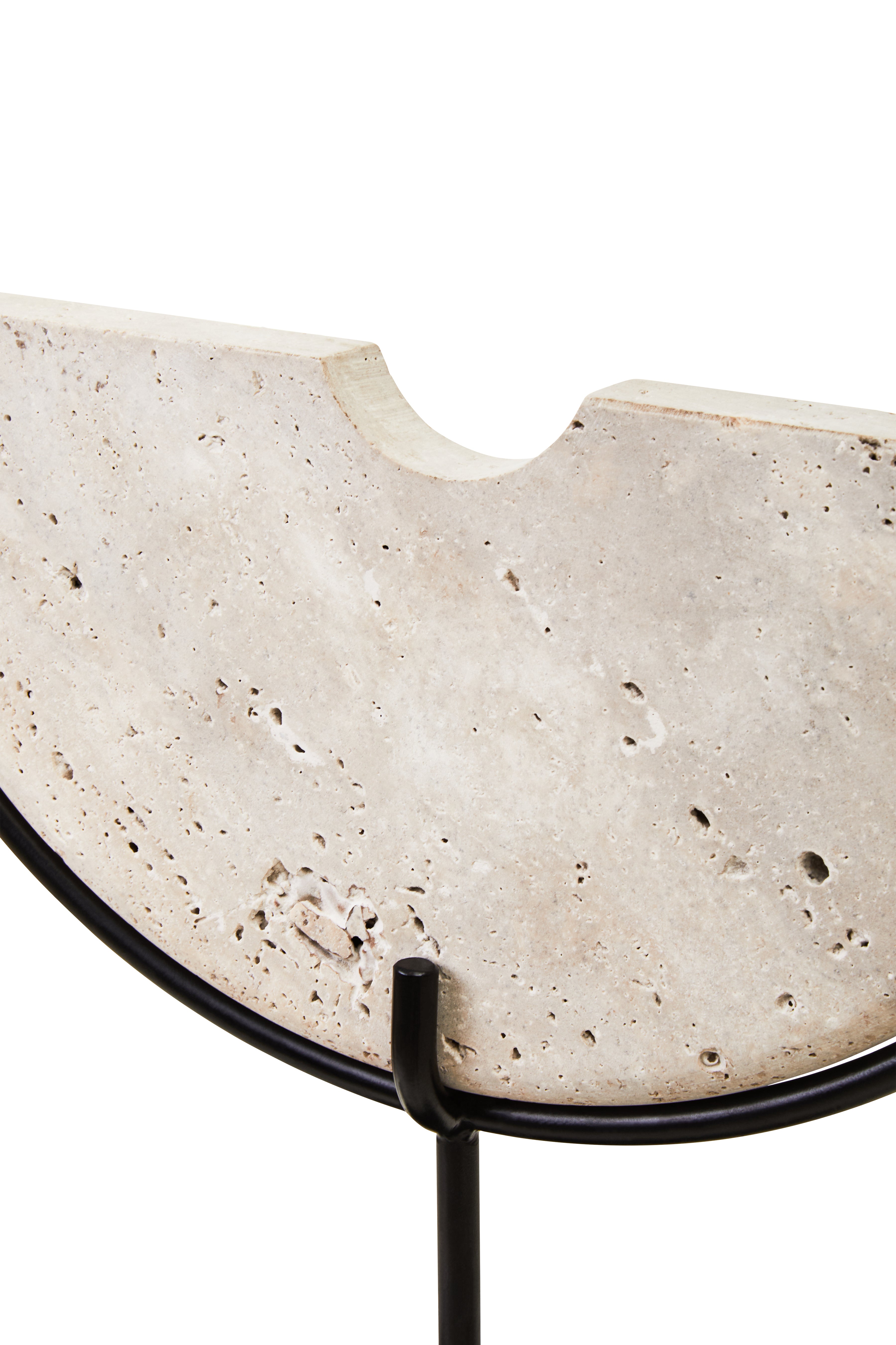 Amo Natural Travertine Stone Semi Circle Sculpture | Small