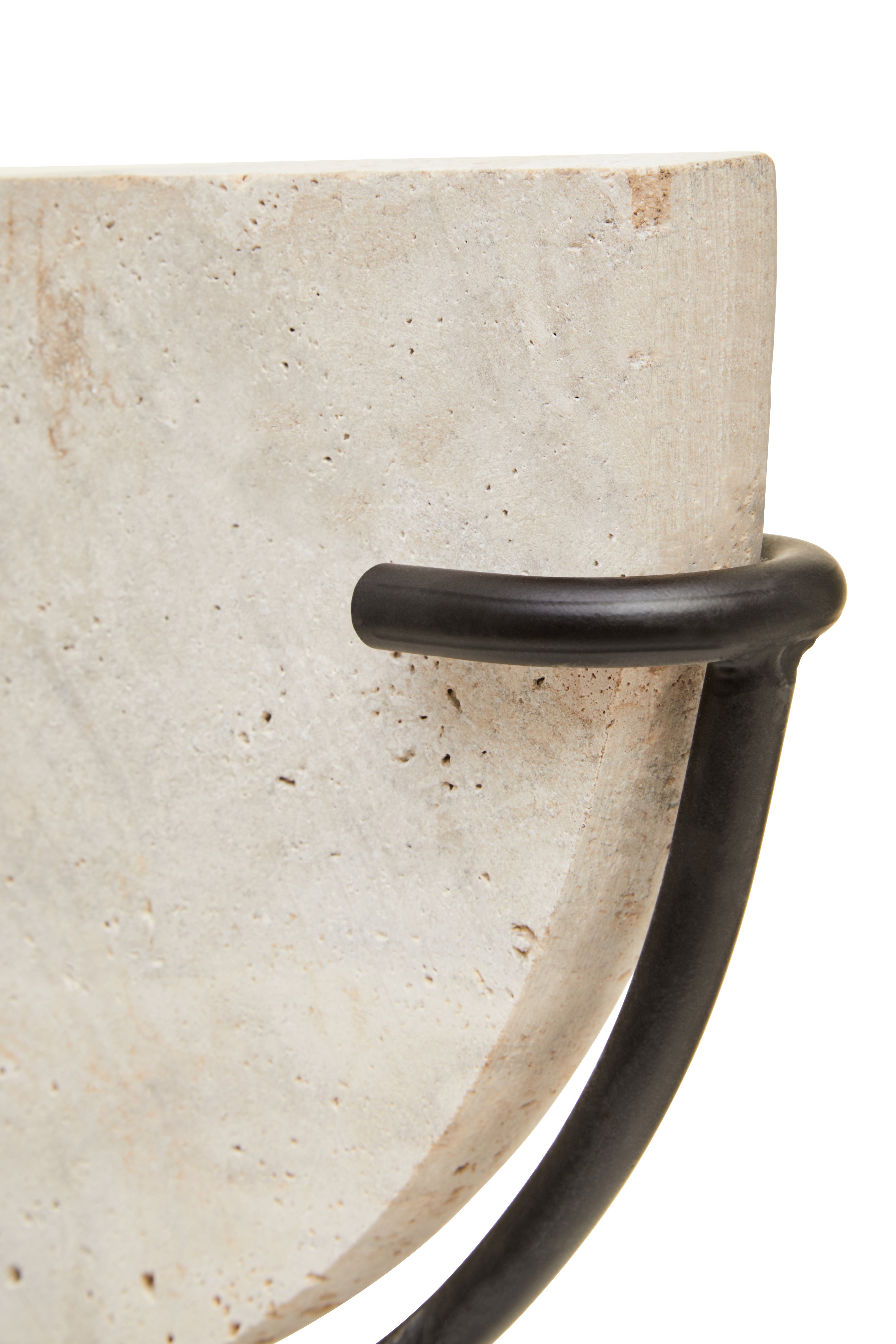 Amo Natural Travertine Stone Semi Circle Sculpture | Small