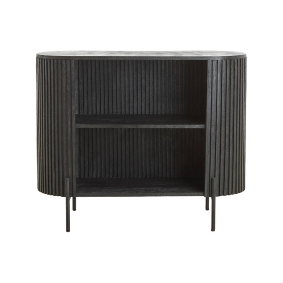 Dumosi Matt Black Wood Storage Cabinet 80cm