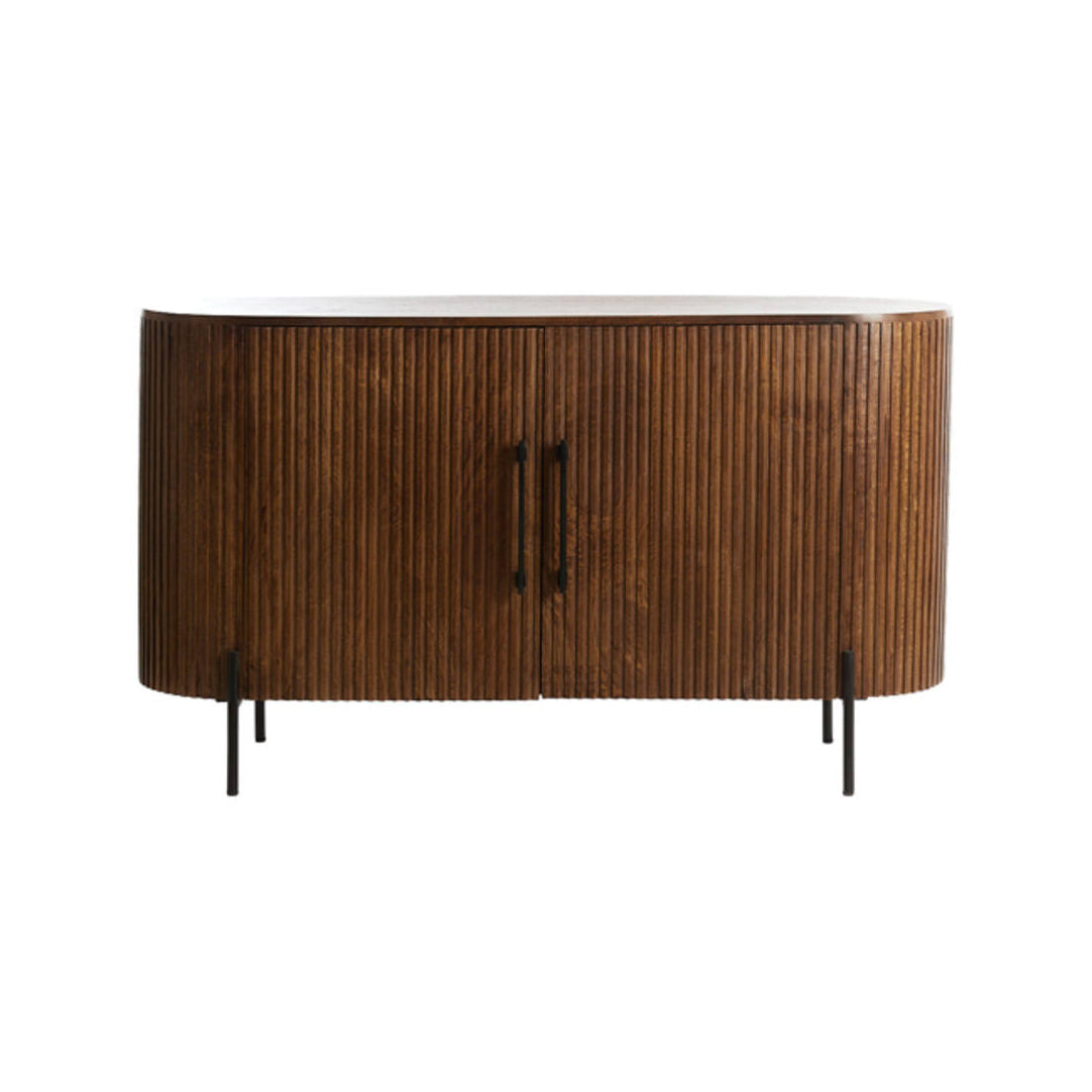 Dumosi Dark Brown Wood Slatted Sideboard