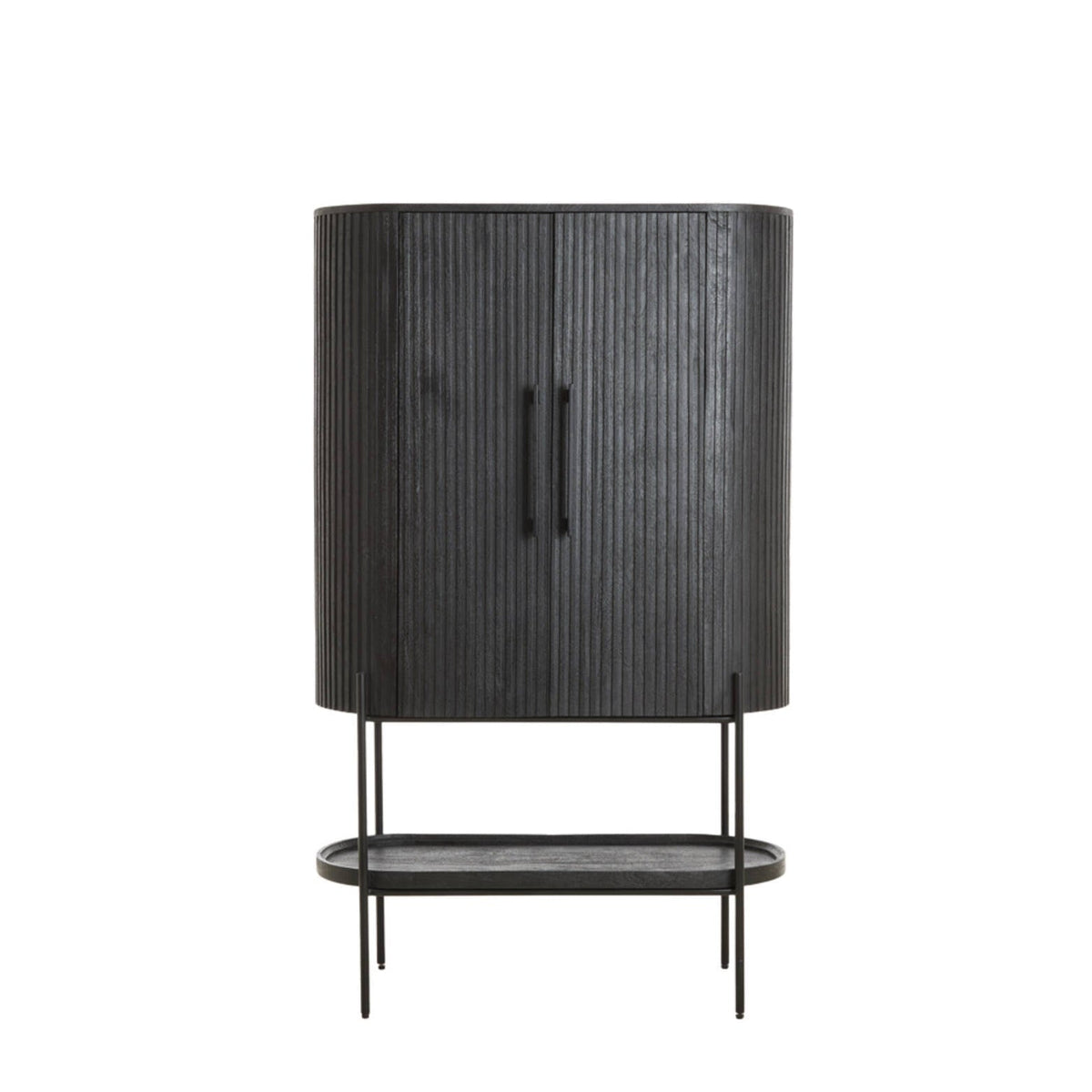 Dumosi Matt Black Wood Storage Cabinet 165cm