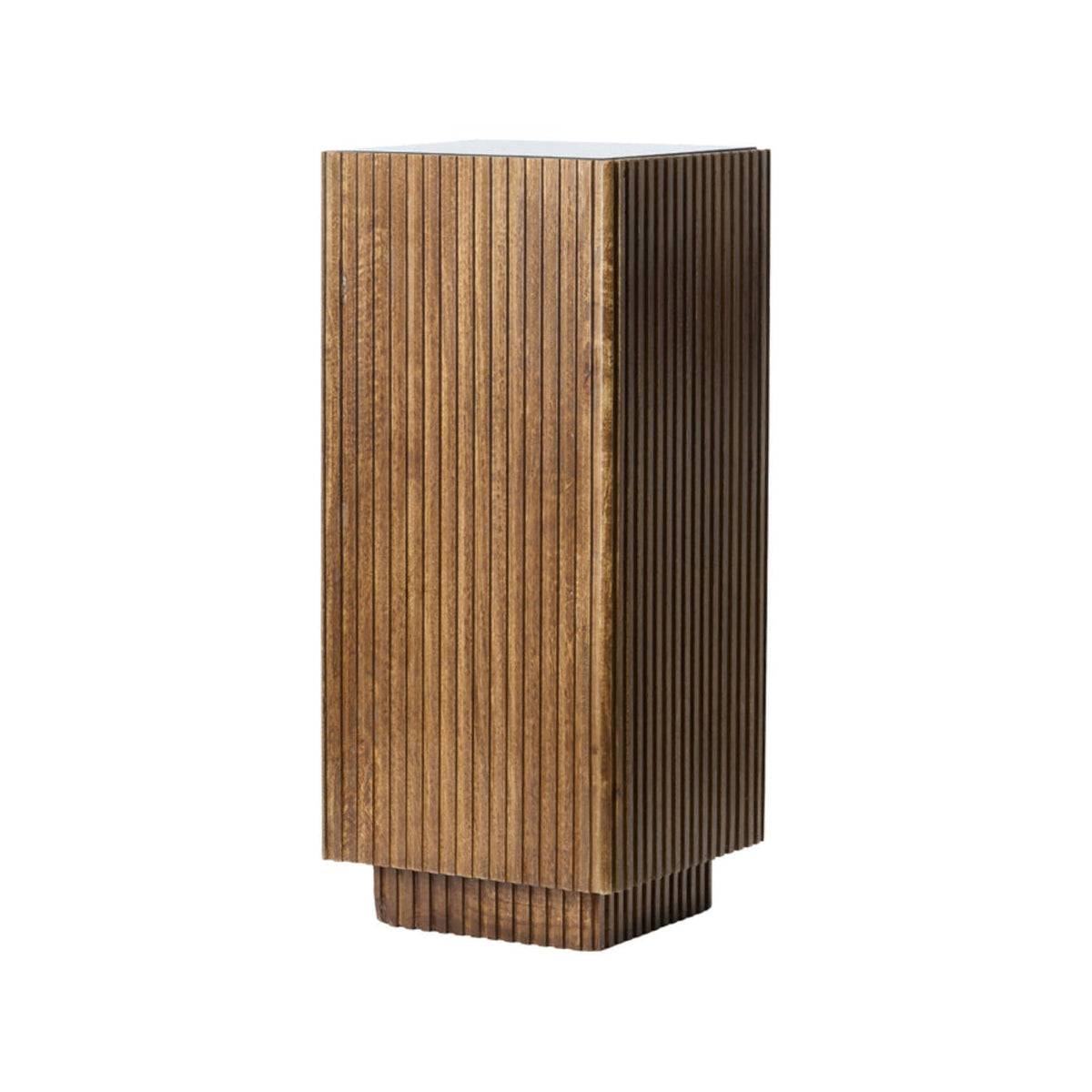 Gatura Dark Brown Wood & Glass Plinth 80cm