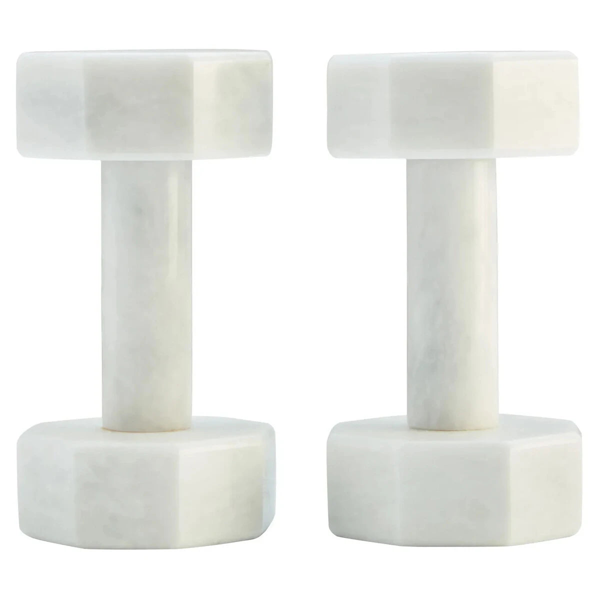 Set of 2 Palladio Decorative White Marble Dumbbells