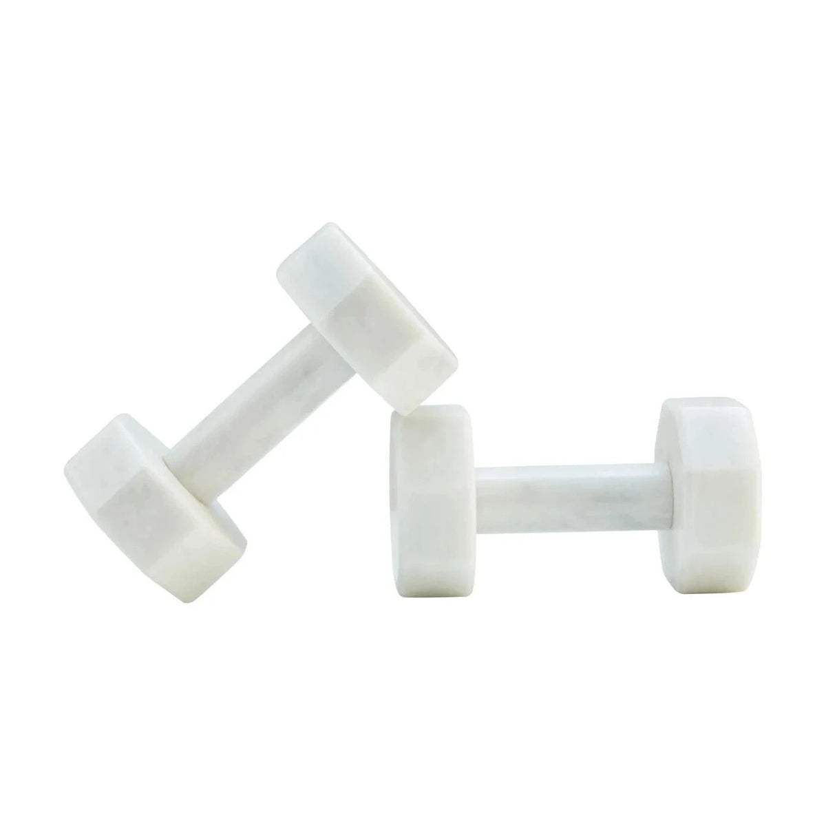 Set of 2 Palladio Decorative White Marble Dumbbells