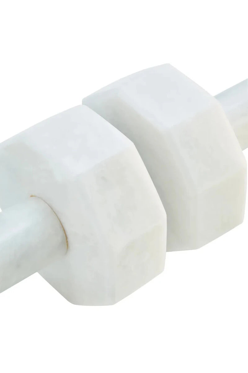 Set of 2 Palladio Decorative White Marble Dumbbells