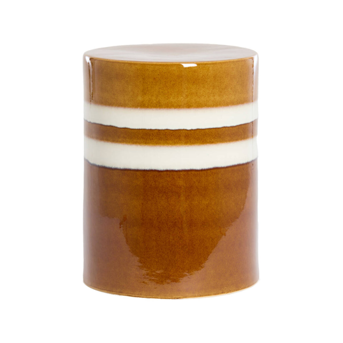 Mooca Cognac/White Striped Ceramic Round Side Table 44cm