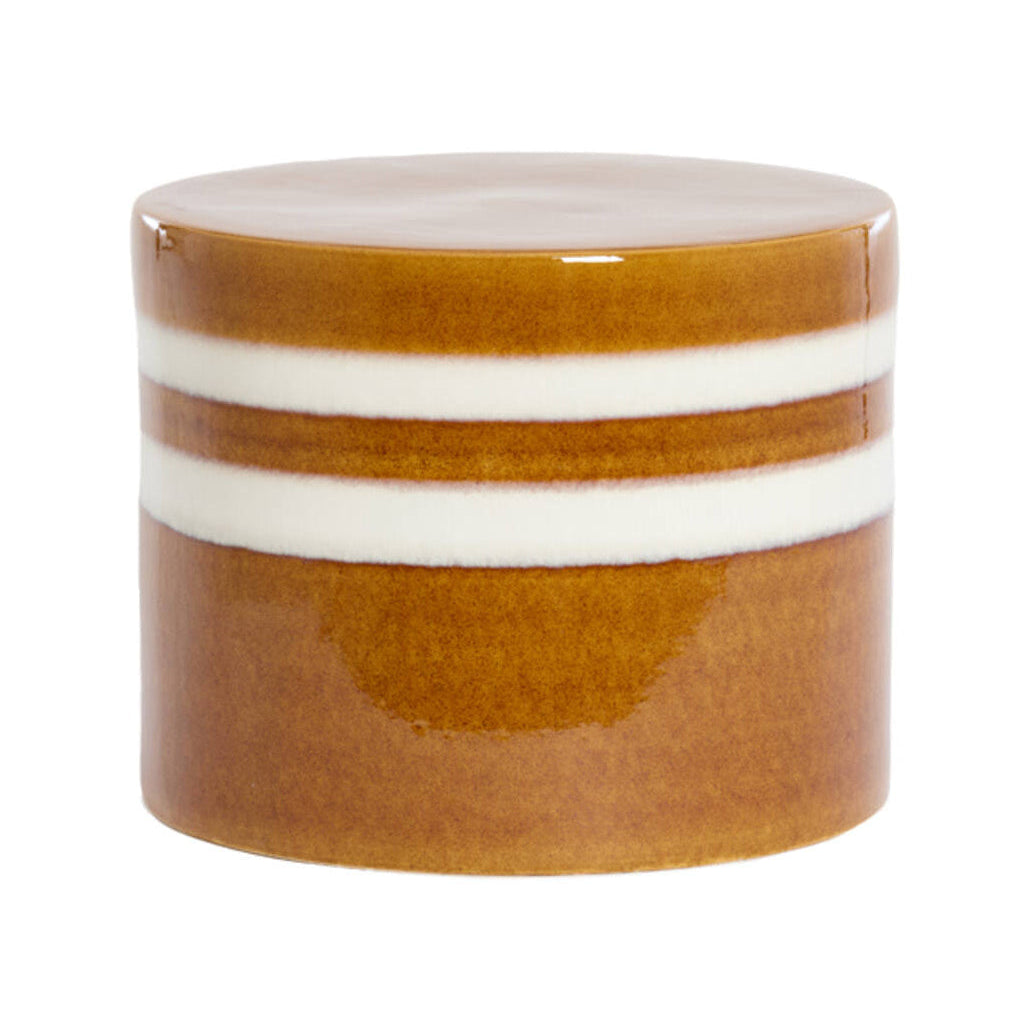 Mooca Cognac/White Ceramic Round Side Table 34cm