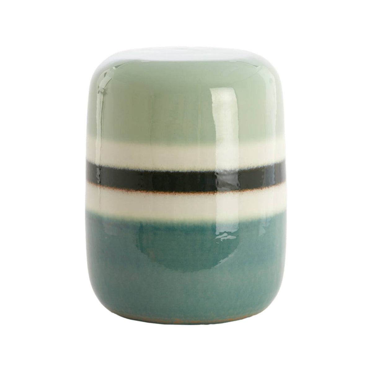 Franca Green Striped Ceramic Round Side Table