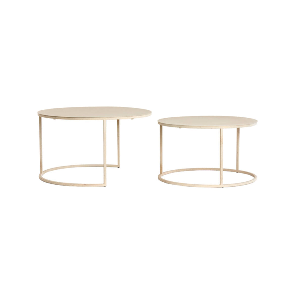 Sadar Set of 2 Sand & Light Brown Spotted Metal Round Coffee Tables Nest