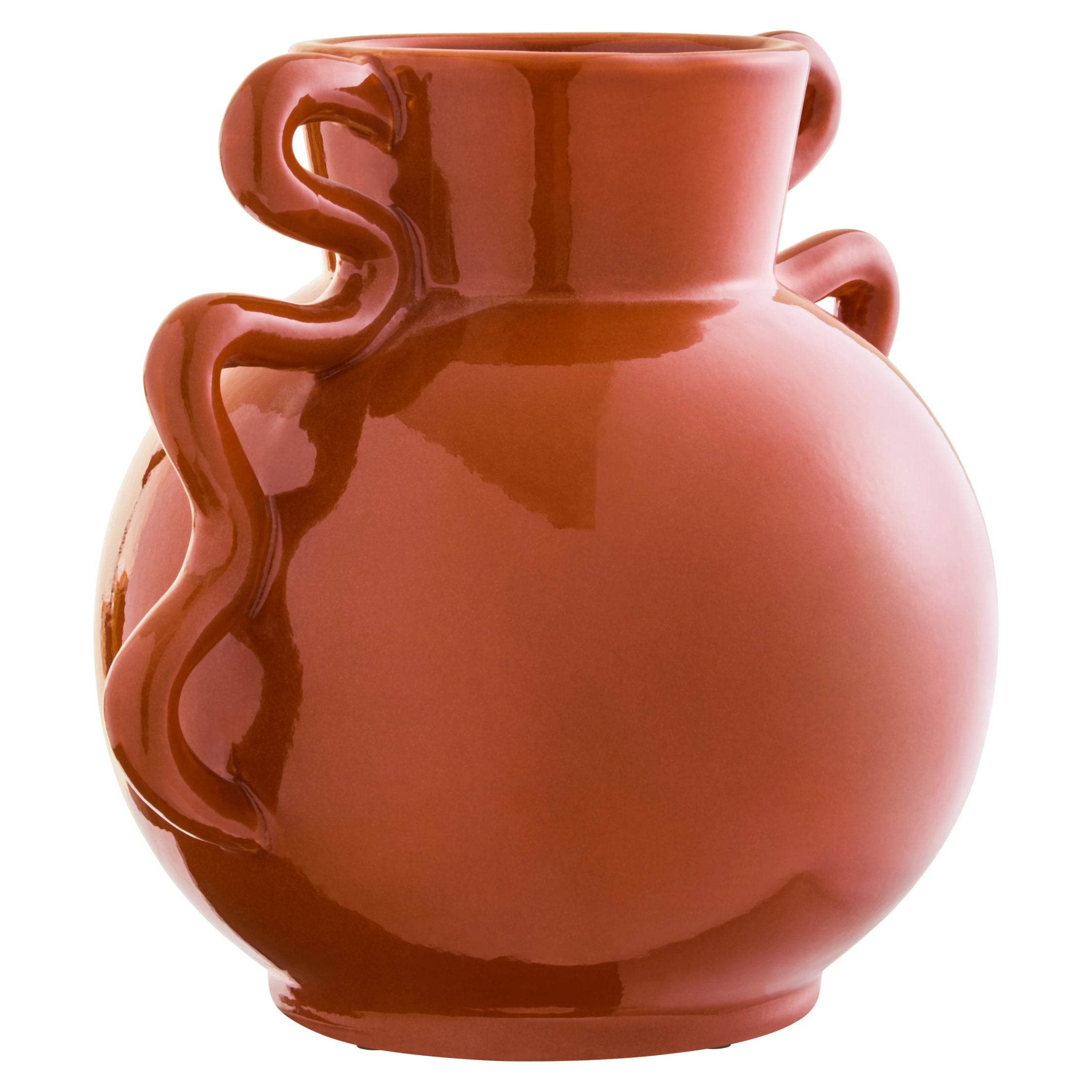 Petal Small Burnt Orange Stoneware Abstract Handle Vase