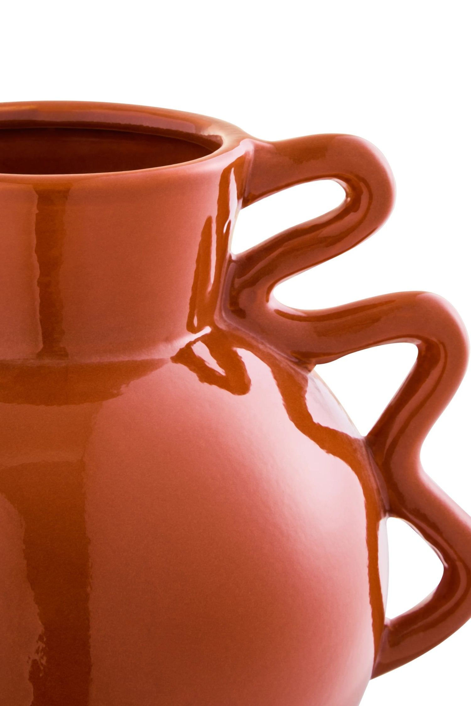 Petal Small Burnt Orange Stoneware Abstract Handle Vase
