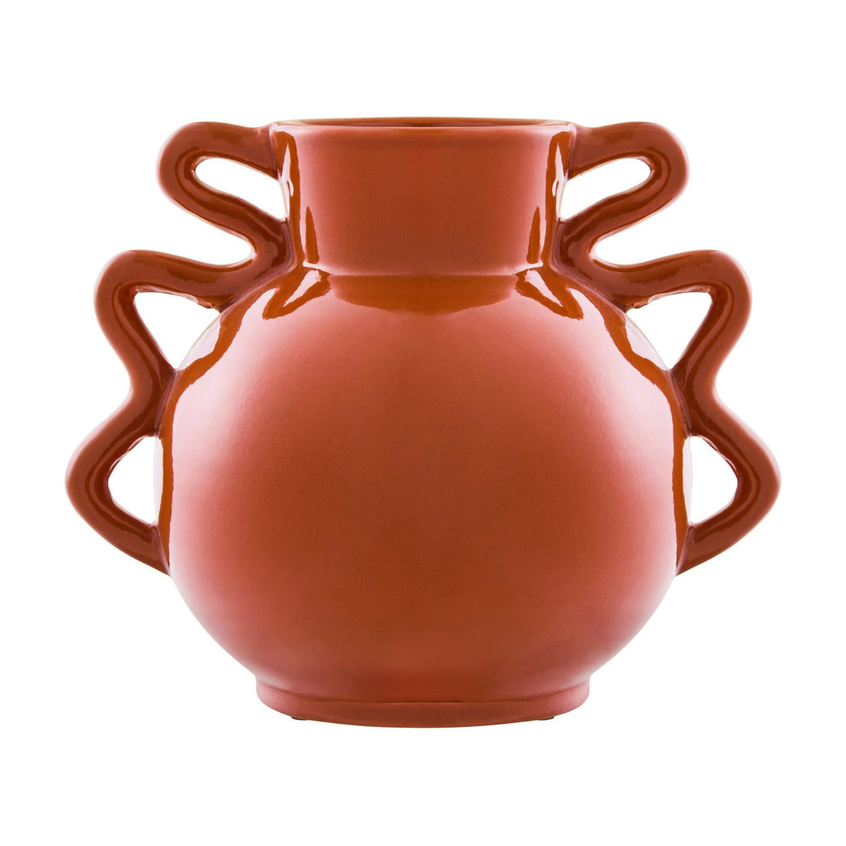 Petal Small Burnt Orange Stoneware Abstract Handle Vase