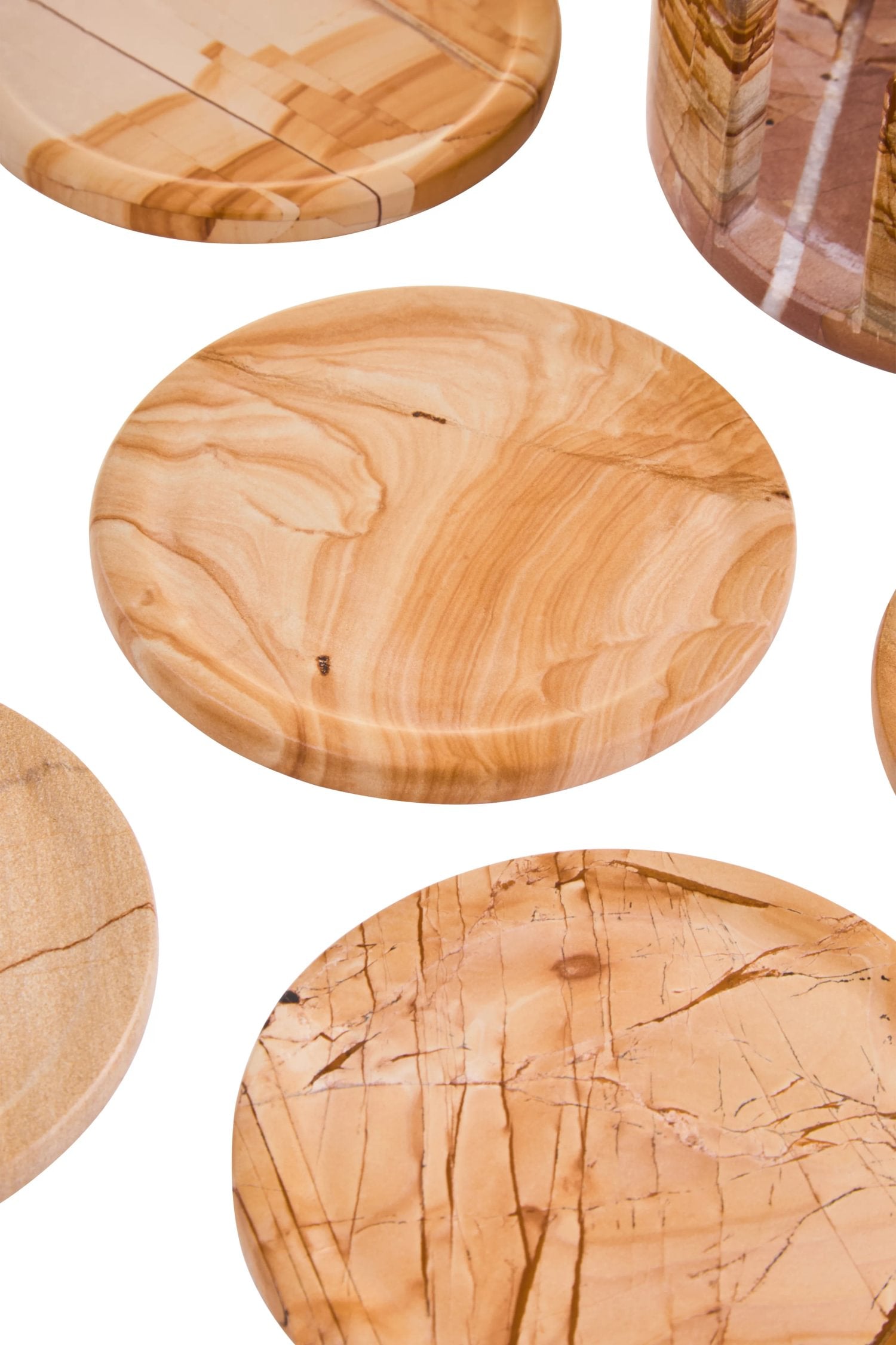 Set of 5 Wren Marble Round Coasters with Holder