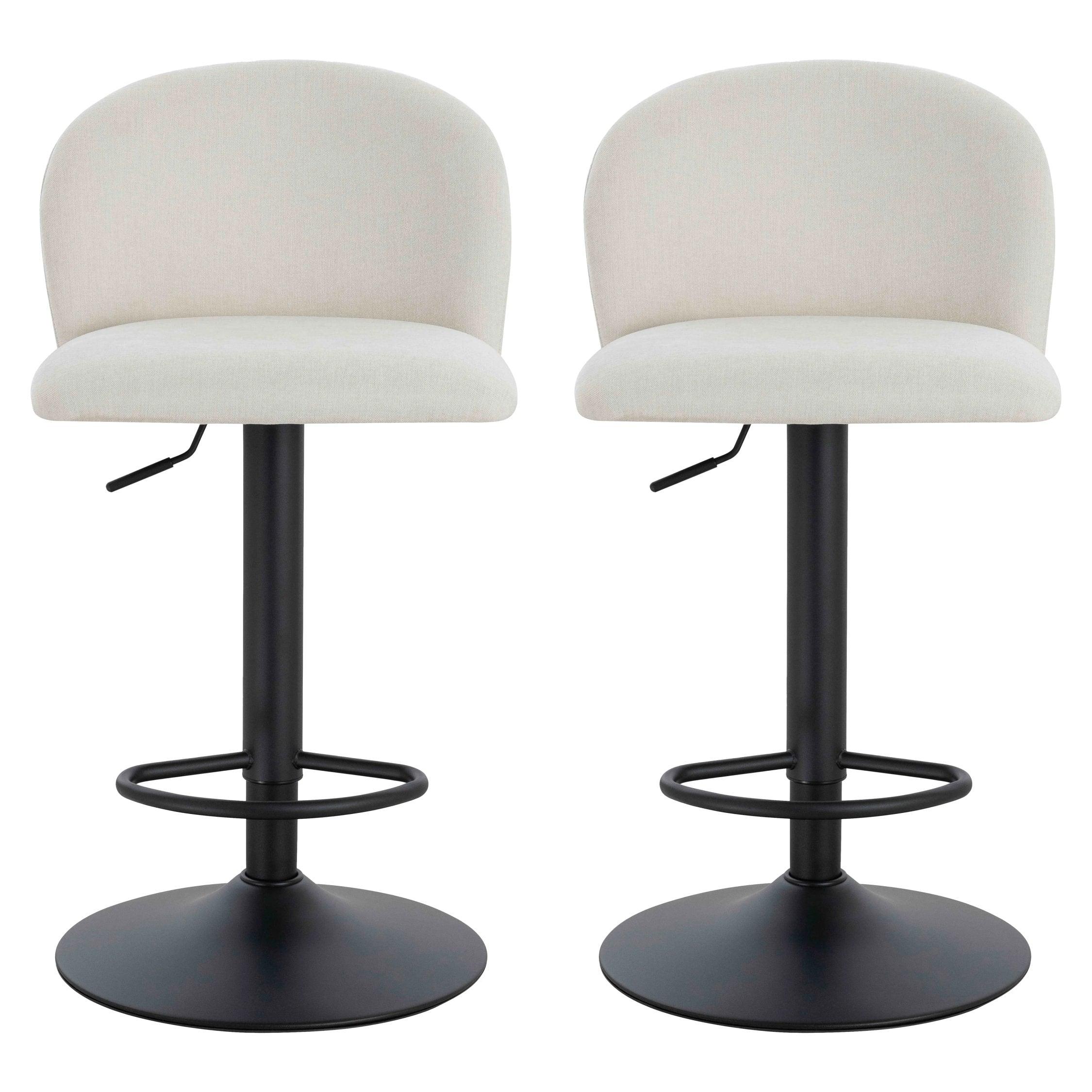 Set of 2 Henley Beige Chenille Curved Bar Stools