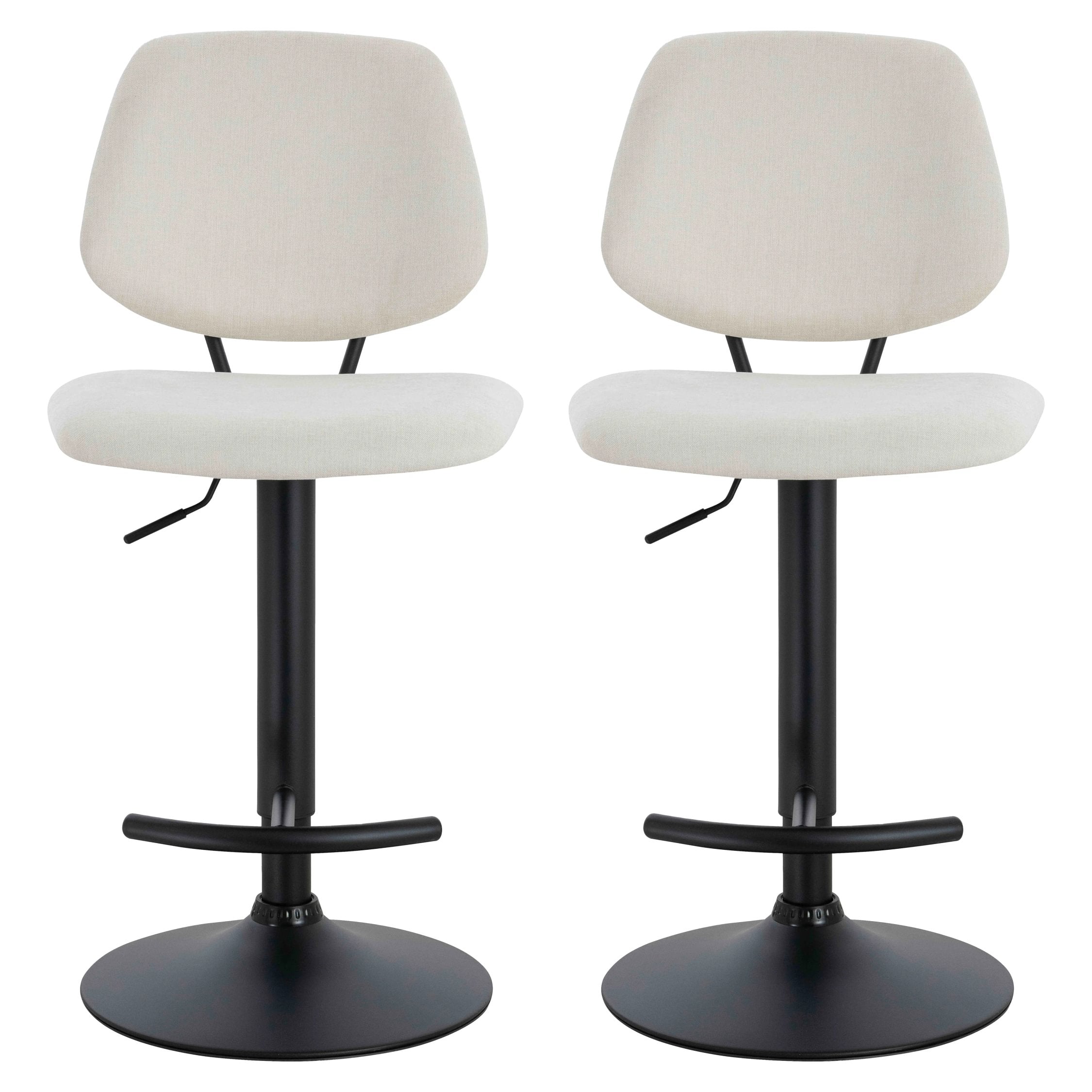 Set of 2 Henley Beige Chenille Bar Stools