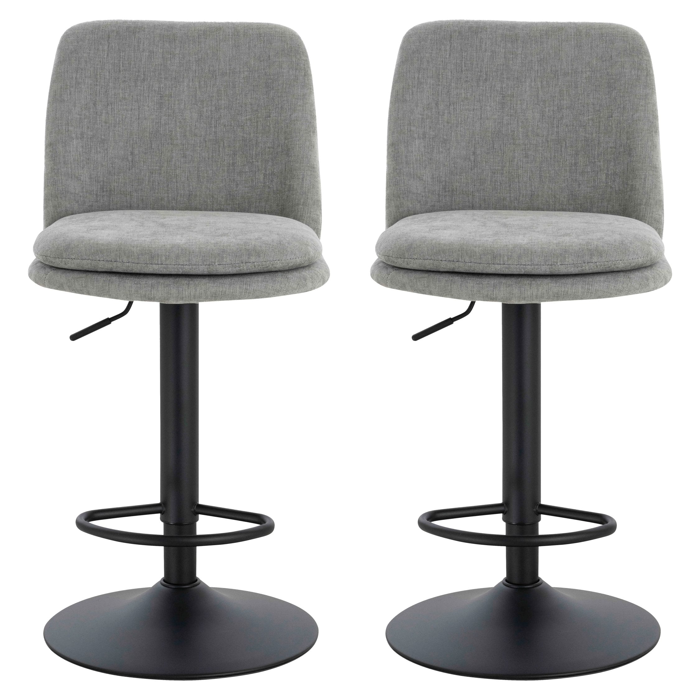 Set of 2 Henley Light Grey Chenille Cushioned Bar Stools
