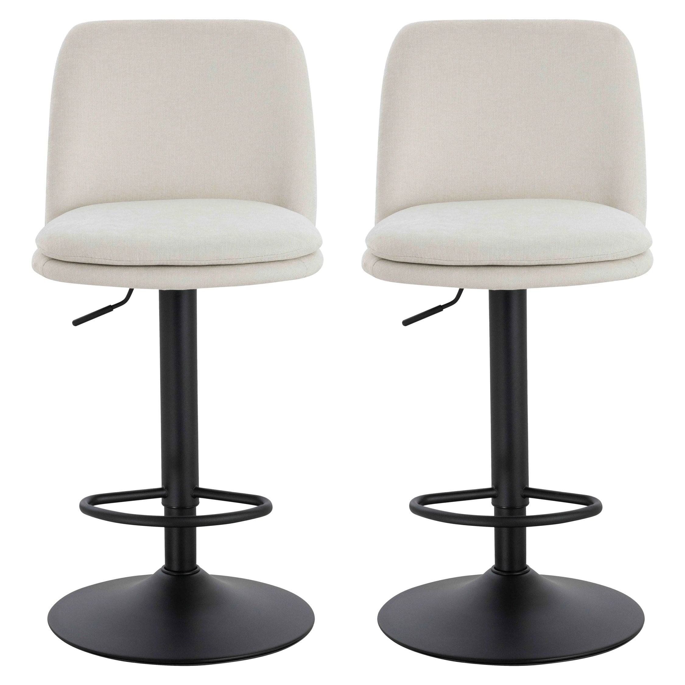 Set of 2 Henley Beige Chenille Cushioned Bar Stools