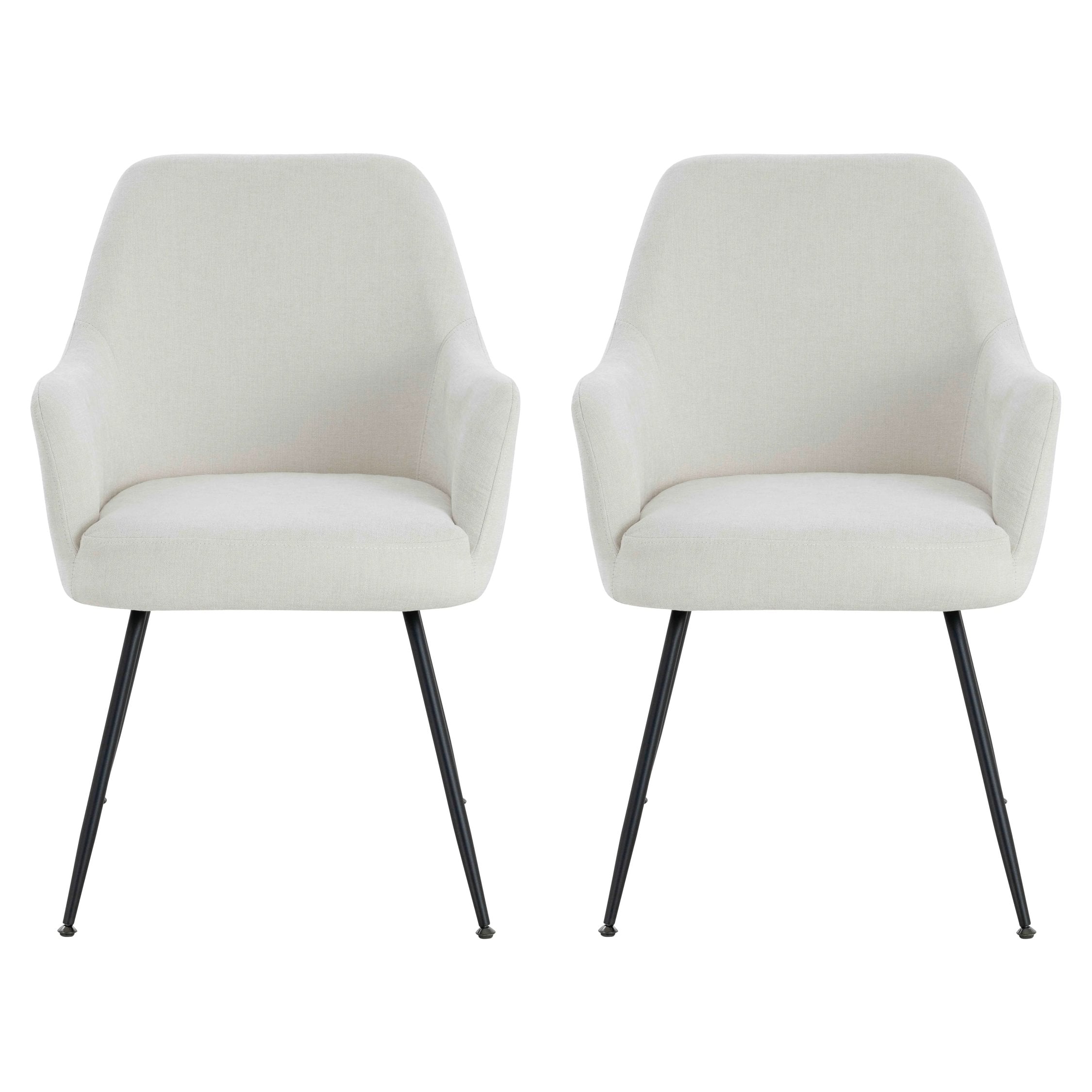 Set of 2 Henley Light Beige Chenille Dining Armchairs