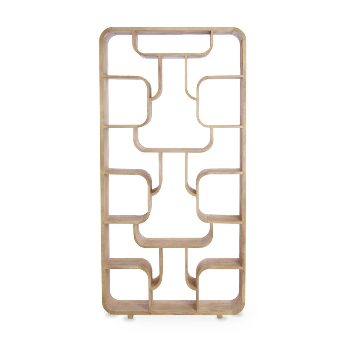 Labare Matt Natural Wood Geometric Open Display Unit 200cm