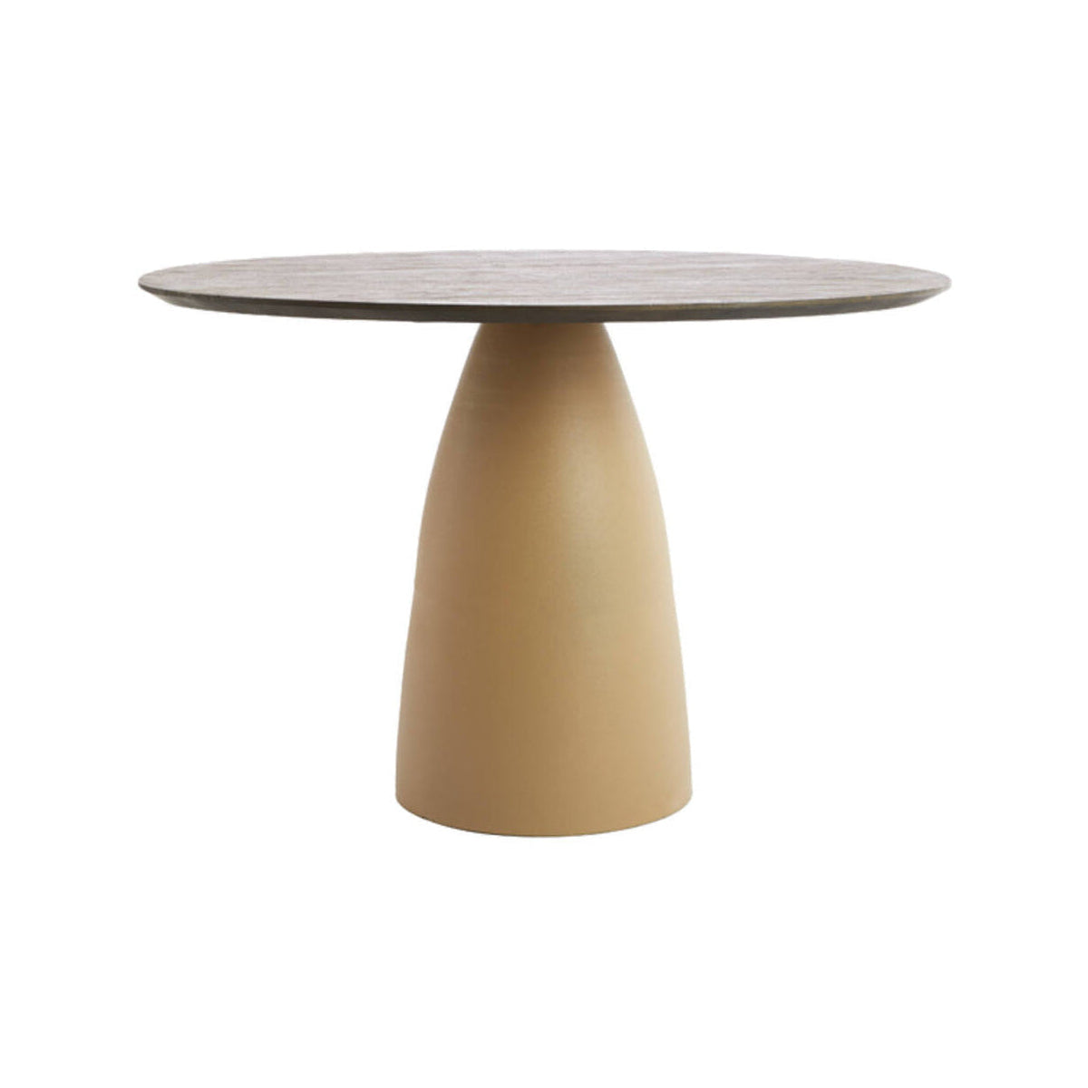 Palmira Oiled Brown Wood & Matt Beige Round Dining Table 120cm