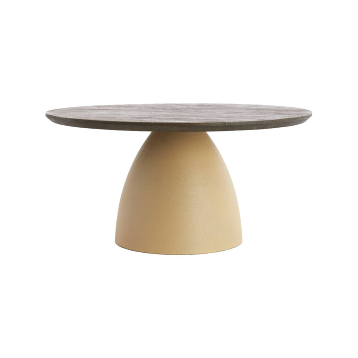 Ocana Oiled Brown Wood & Matt Beige Round Coffee Table