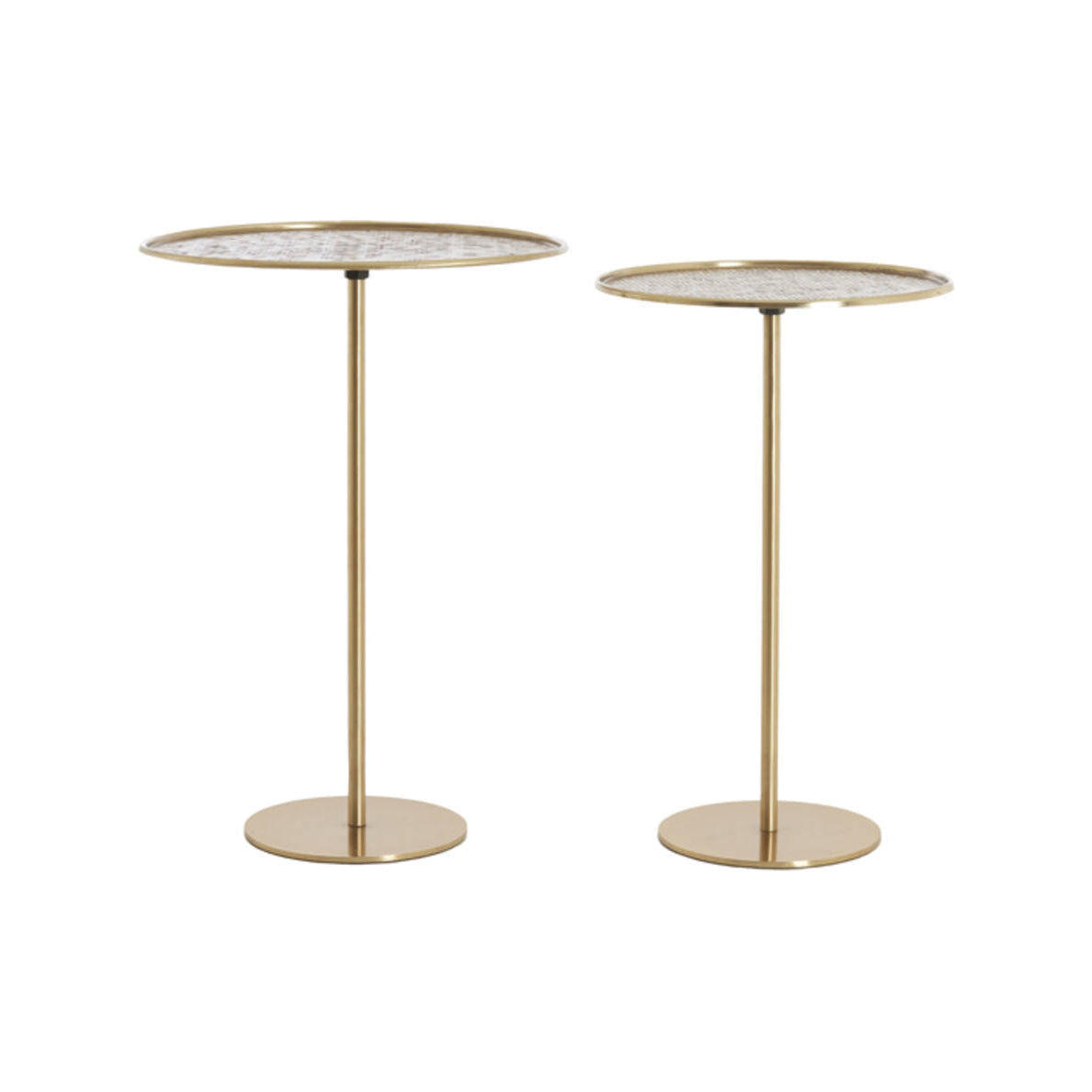 Lia Set of 2 Antique Bronze Metal Round Side Tables