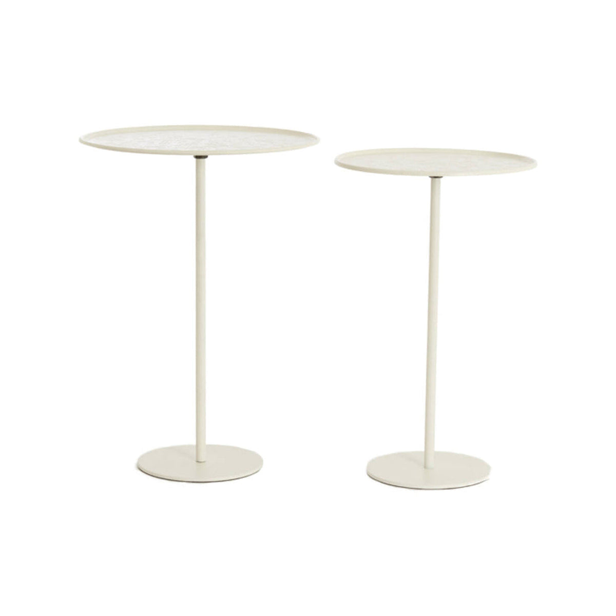 Lia Set of 2 Matt Cream Metal Round Side Tables