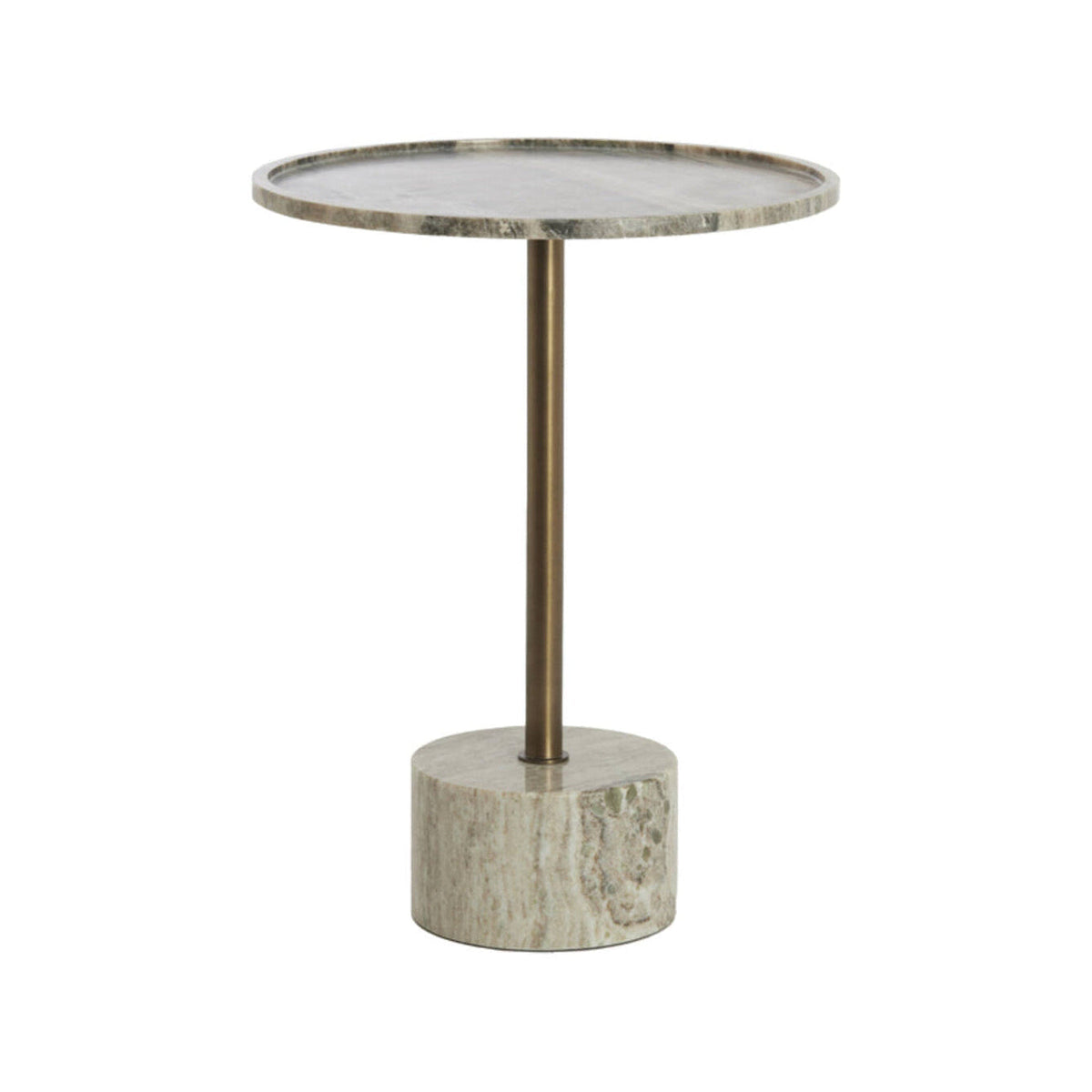 Civita Sand/Grey Marble & Brown Bronze Round Side Table 49cm