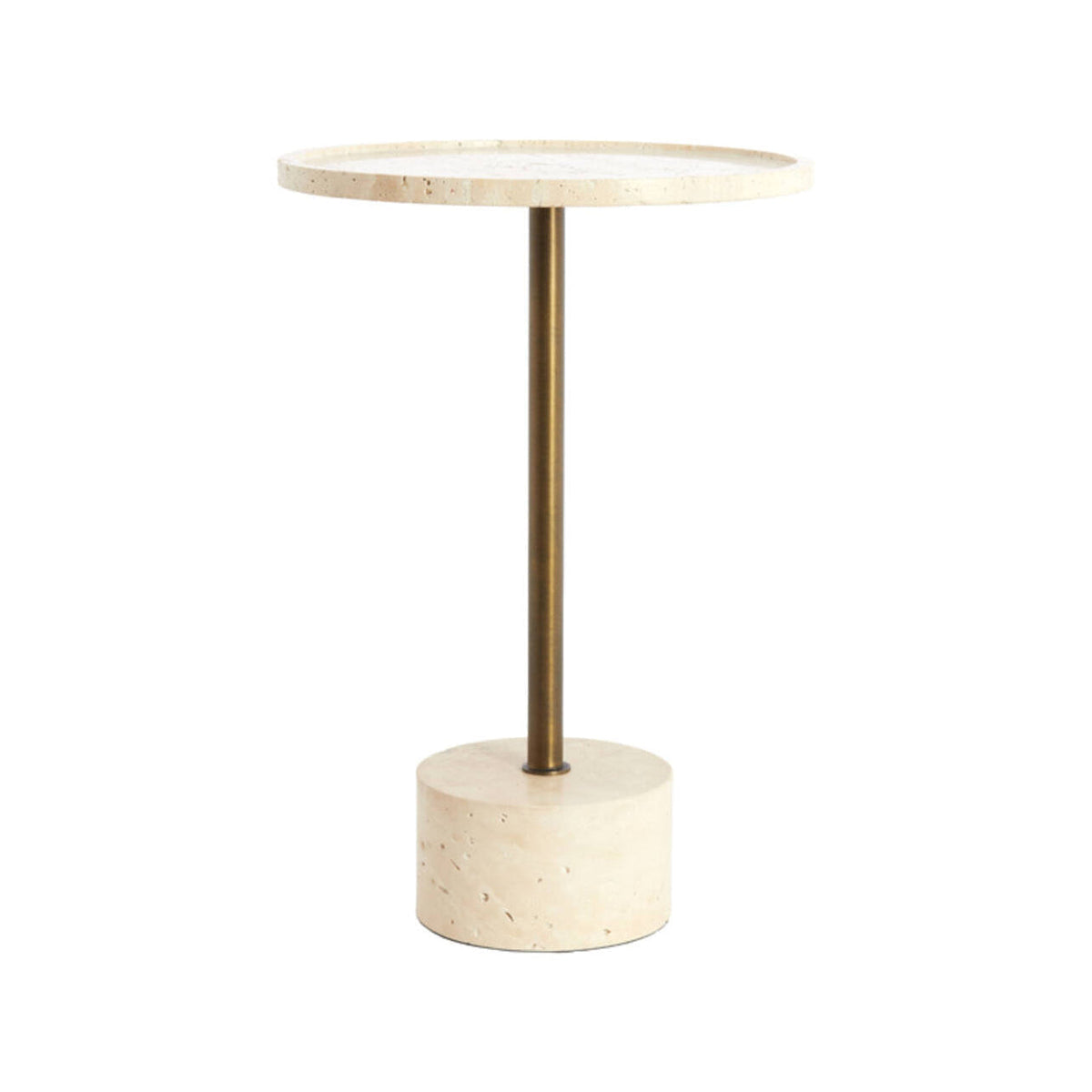 Civita Sand Travertine & Brown Bronze Side Table