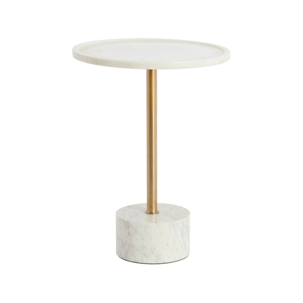 Civita White Marble & Antique Bronze Round Side Table 49cm
