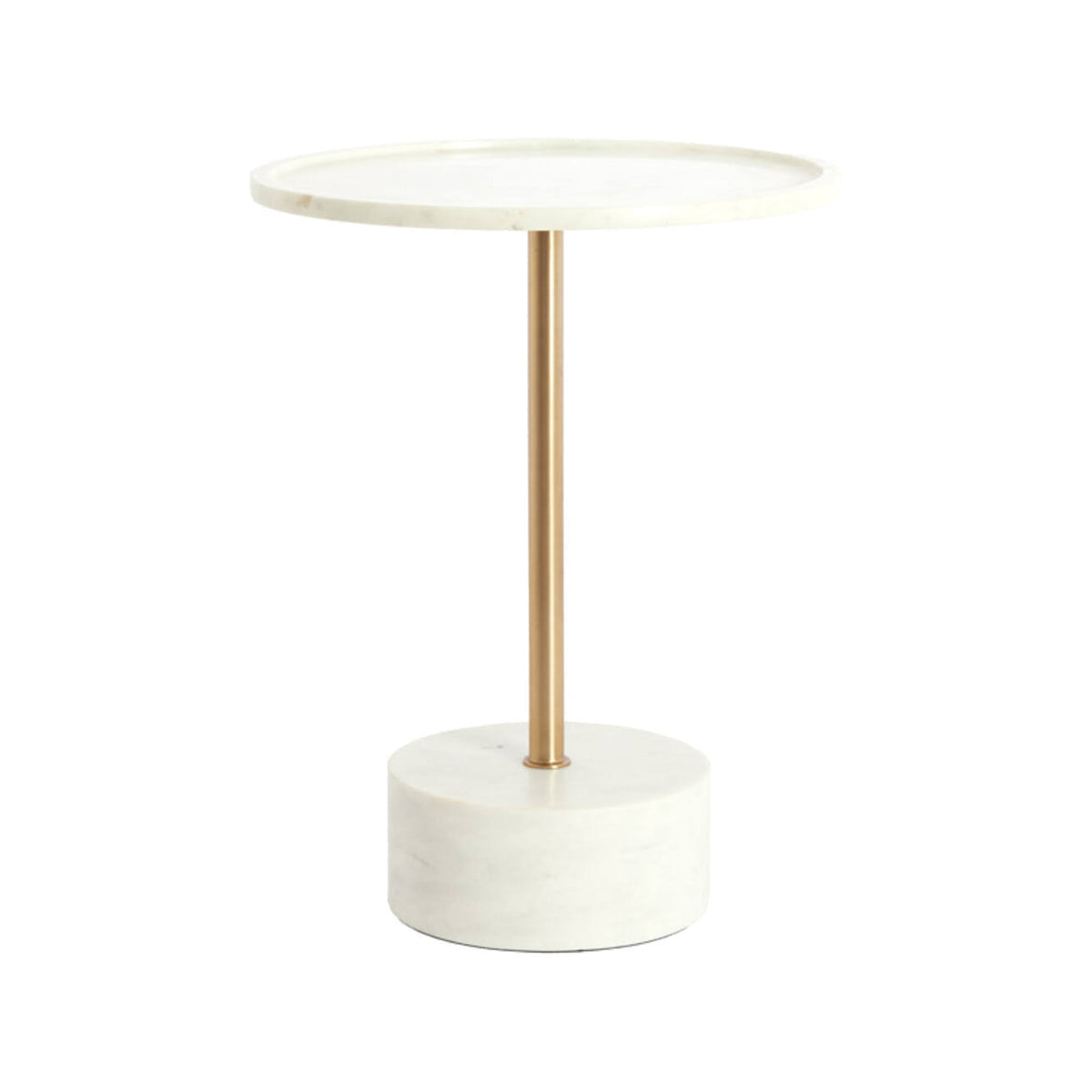 Civita White Marble & Antique Bronze Round Side Table 53cm