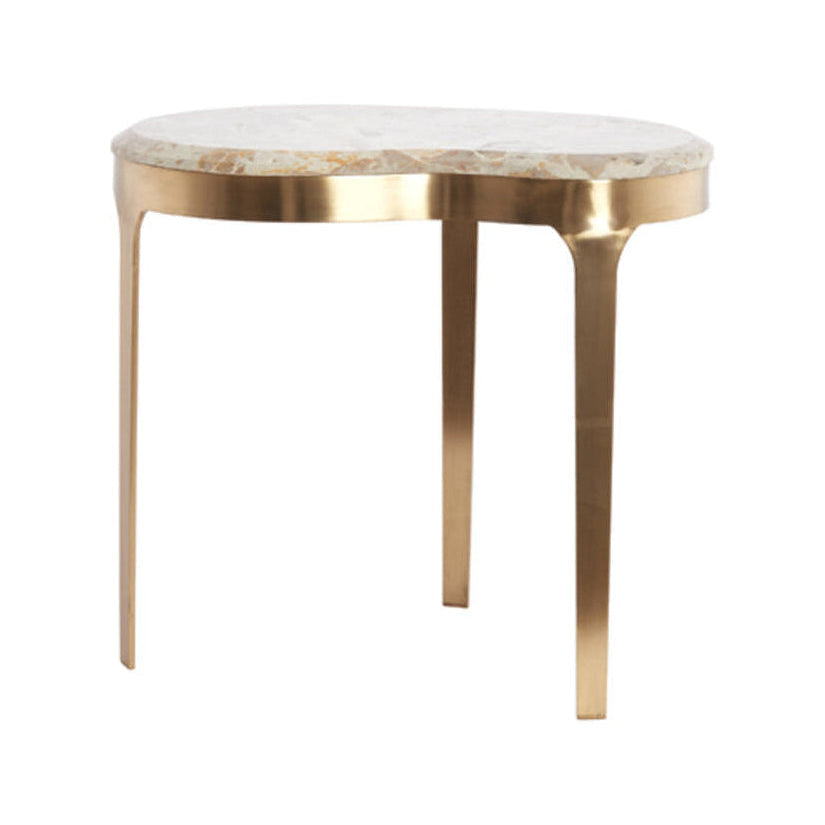 Giulio Taupe Marble & Antique Bronze Side Table