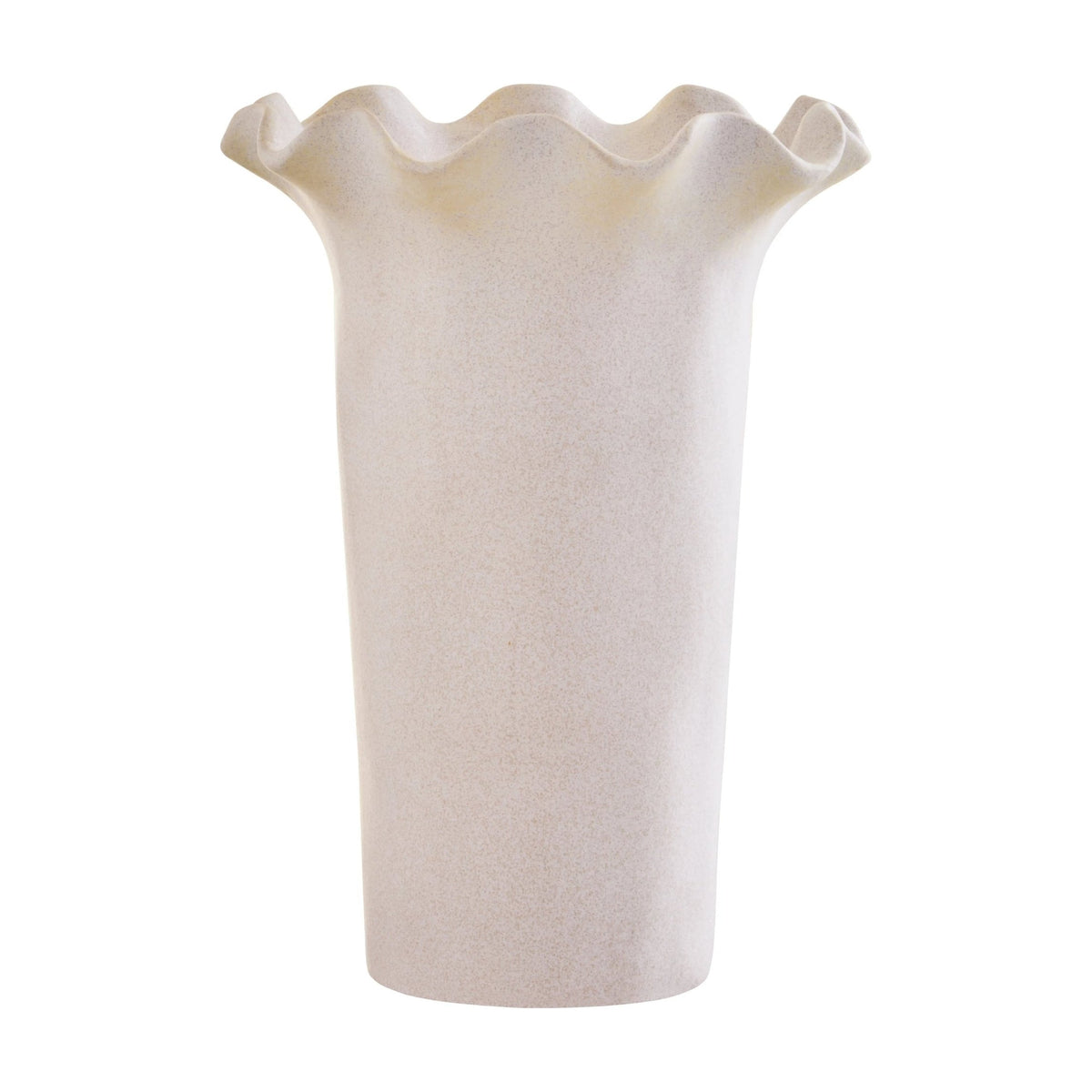 Petal Large Cream Scalloped Edge Stoneware Vase