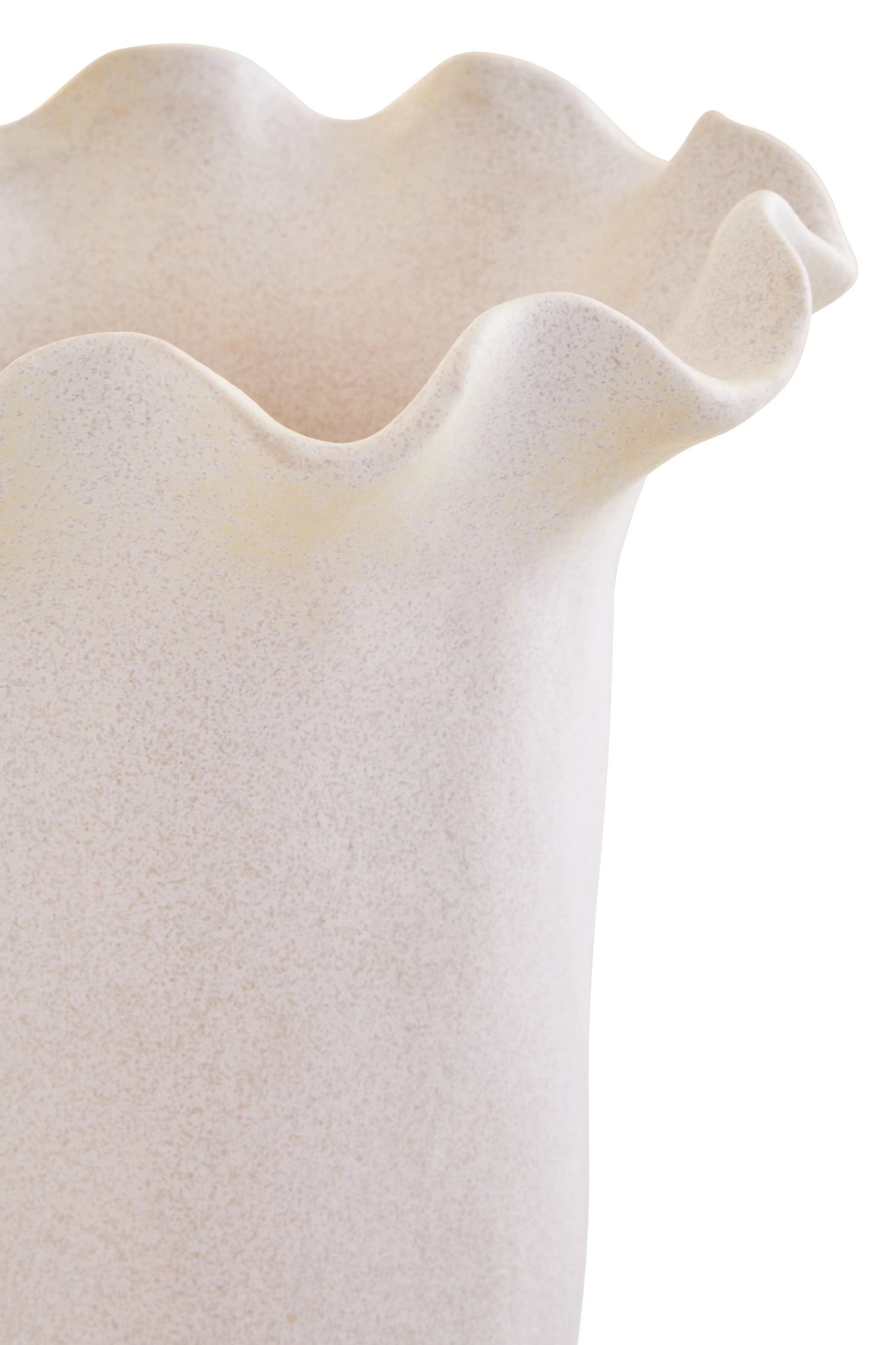 Petal Large Cream Scalloped Edge Stoneware Vase