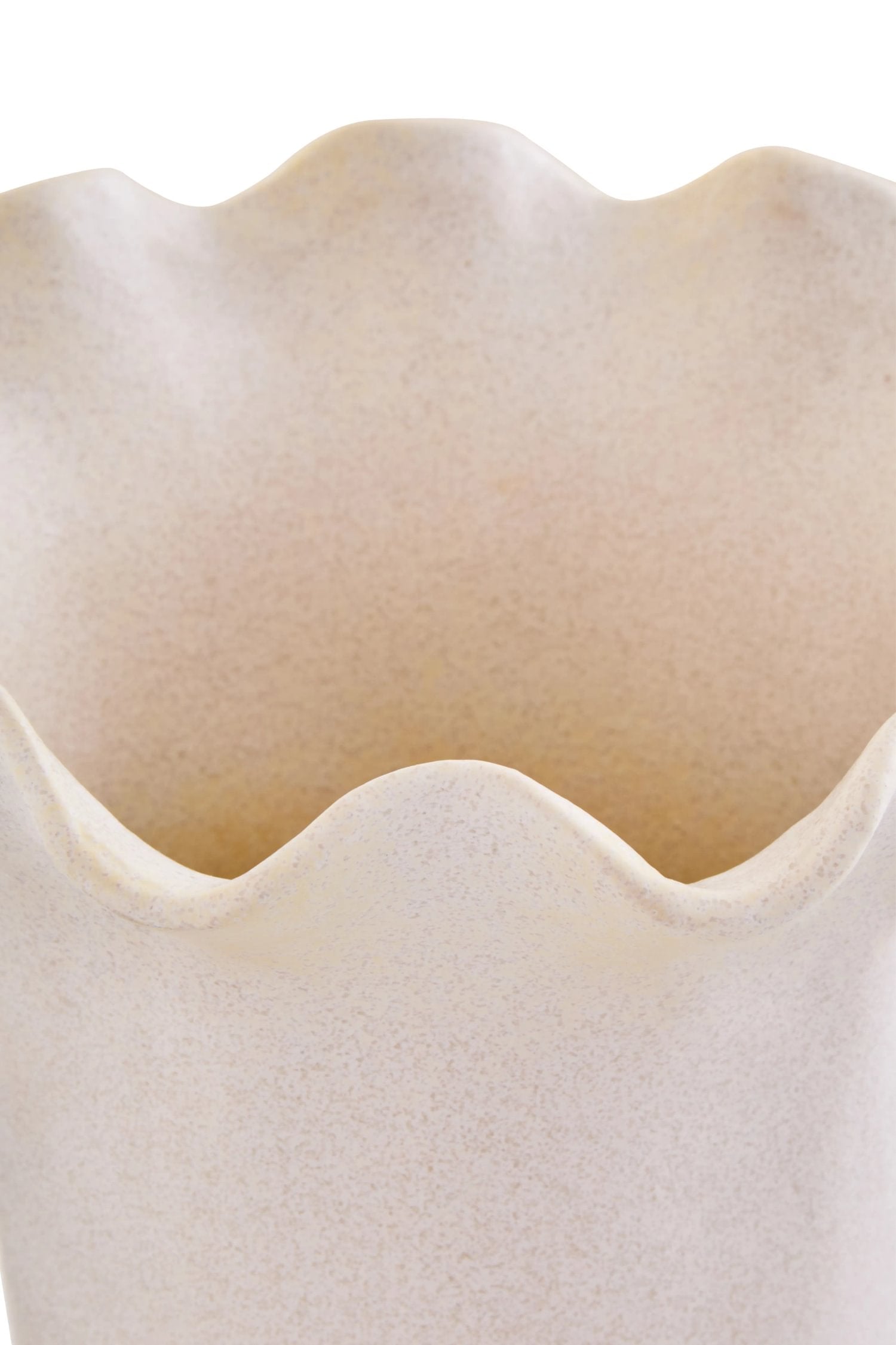 Petal Large Cream Scalloped Edge Stoneware Vase